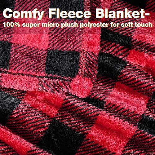 Miniatura 4 de Tirrinia Buffalo - Manta de poncho con capucha a cuadros, forro polar con capucha y bolsillo, cálida y acogedora suave para adultos, mujeres,