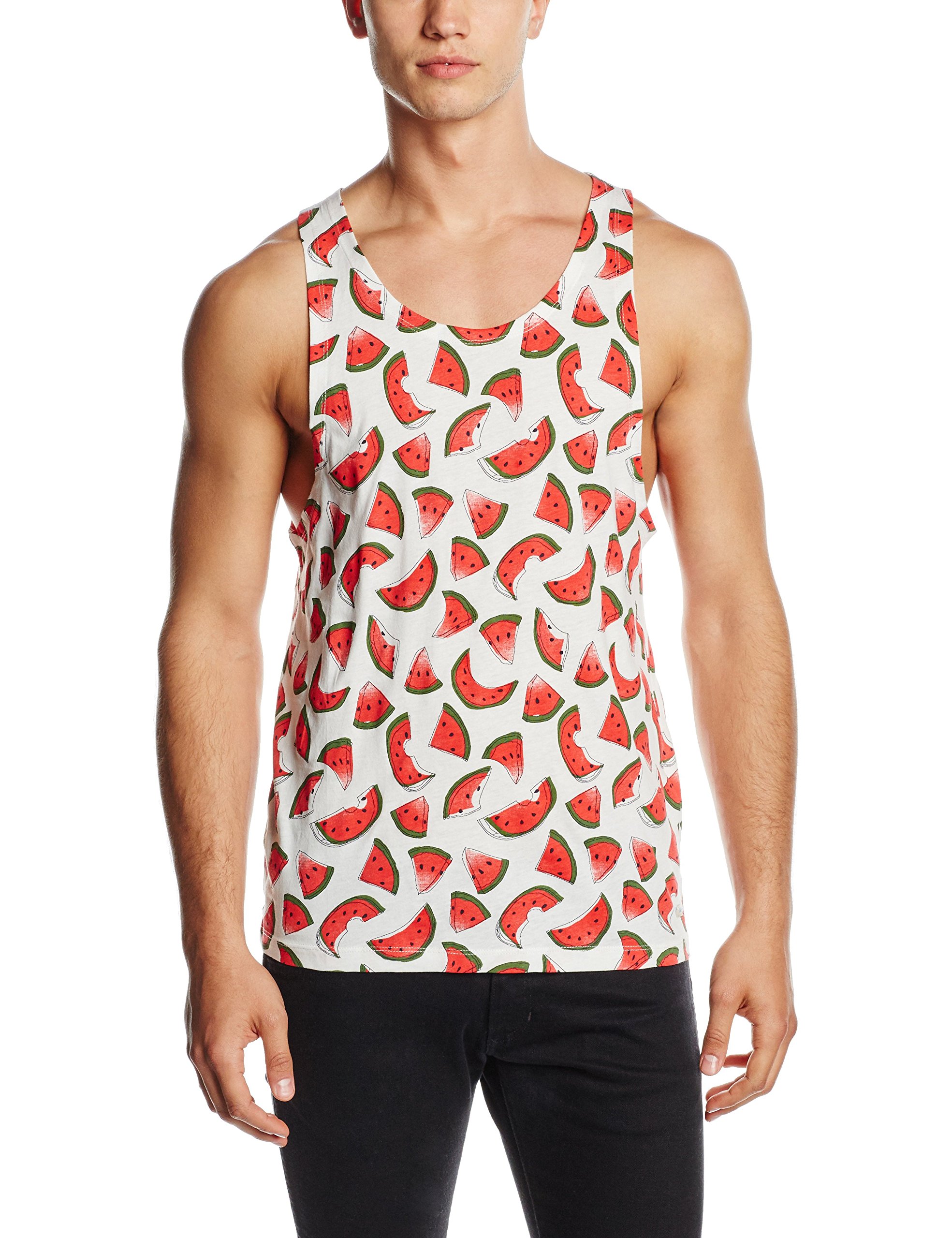Jack and Jones Men's Tropical Sleeveless Vest, White (Cloud Dancer), Large