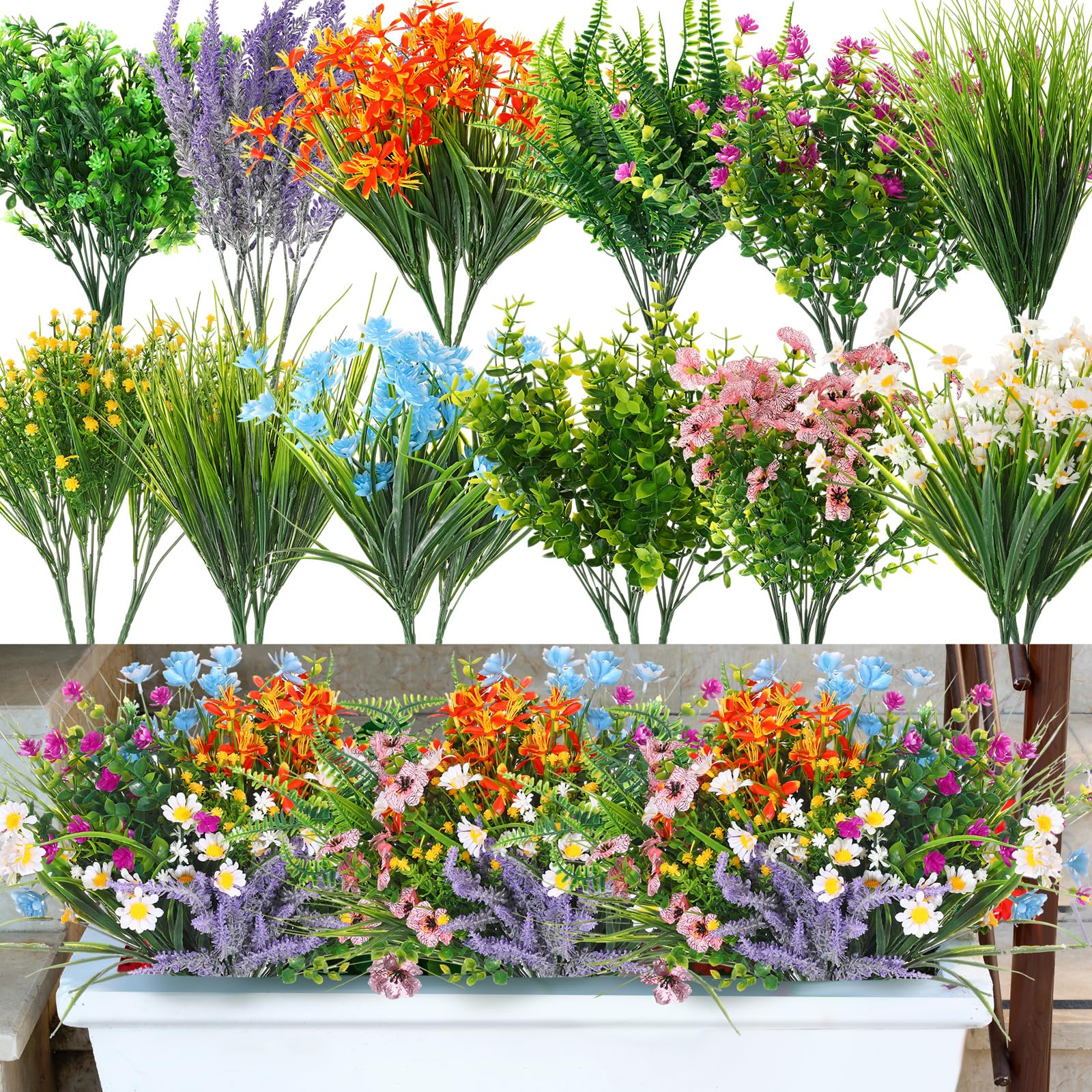 Amazon.de: Hotop Knstliche Sommerblumen, UV-bestndig, knstliche Blumen,  Kunstpflanzen, Kunststrucher, Grnpflanzen fr Zuhause, Innenbereich, ...