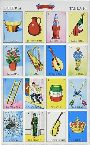 Don Clemente Autentica Loteria - Juego de bingo mexicano, 20 tabletas, colorido y educativo