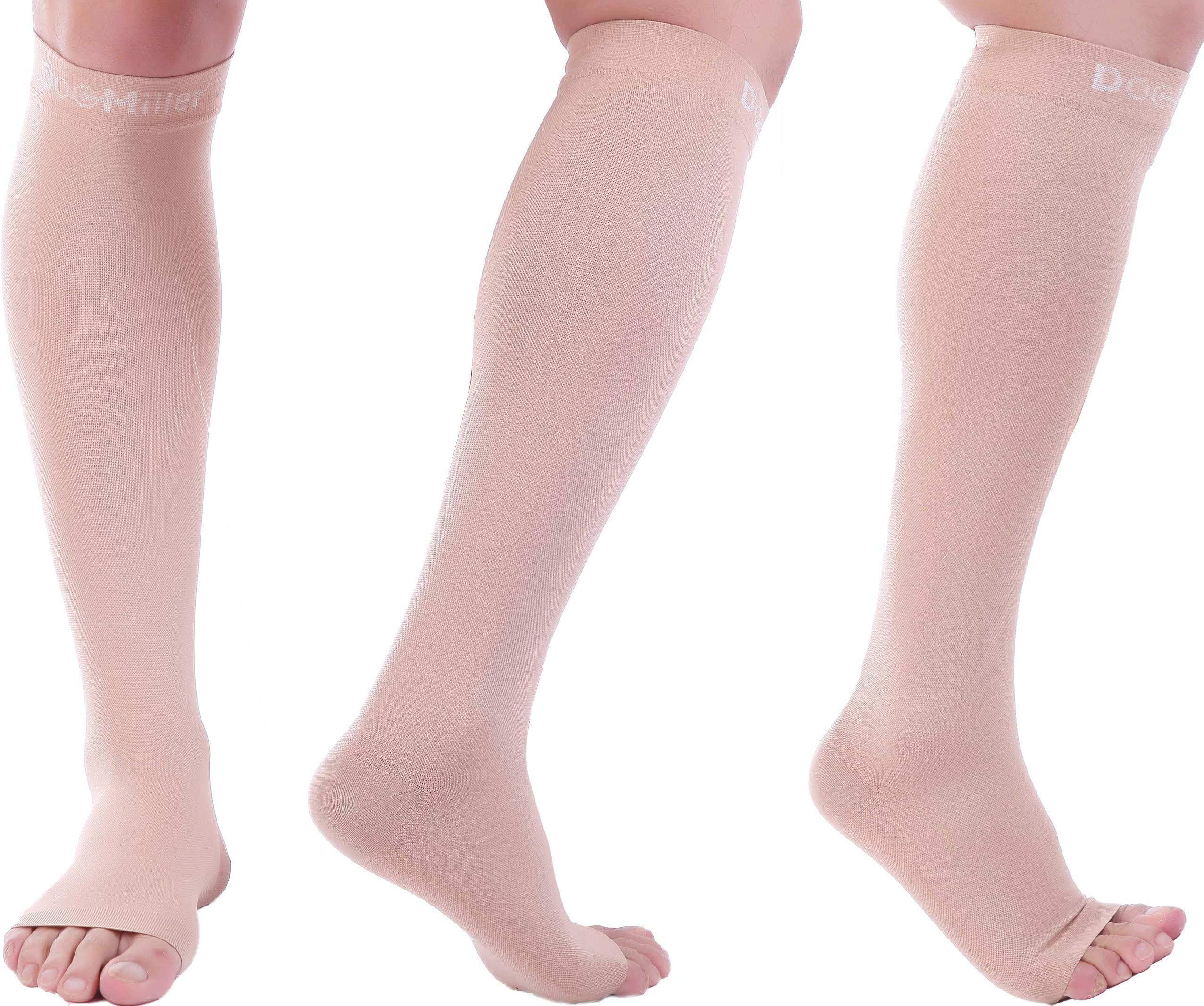 Doc Miller Open Toe Compression Socks 1 Pair 30-40 mmHg (2P, Gray