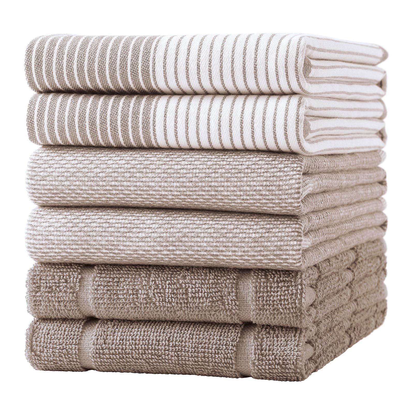 Moosfor 100% Organic Cotton Tea Towels 6 Pk 46 x 72 cm Beige Mix โ image 1