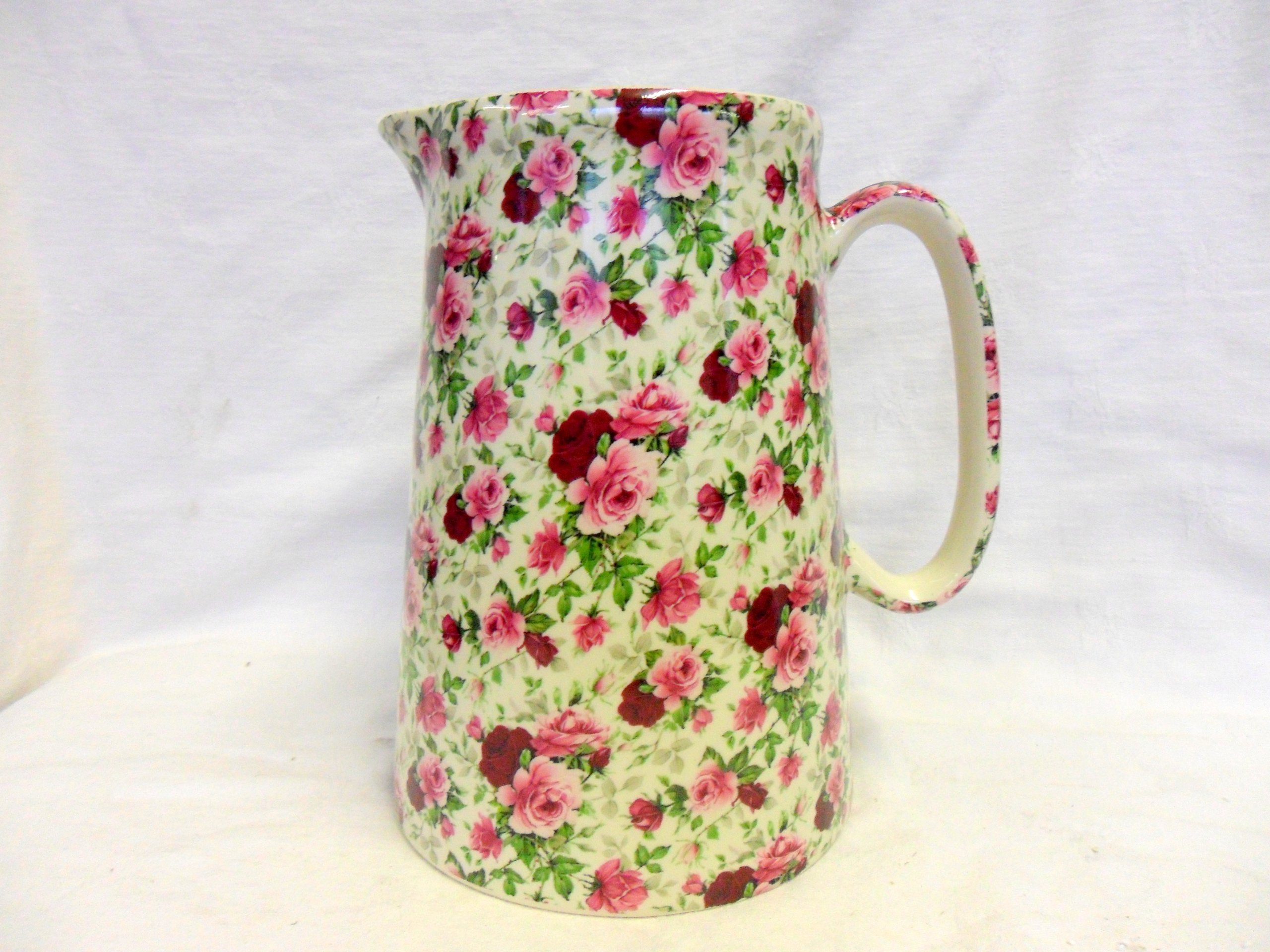 4 Pint Extra Large Jug in"Summertime Chintz" Design by Heron Cross Pottery.