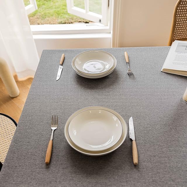 Home Brilliant Grey Table Cloths Wipe Clean, Waterproof Tablecloth Rectangle for Indoor Outdoor, Table Cover Easy Care for Daily Use, Light Grey, 55x72 inch, 140CM x 183CM