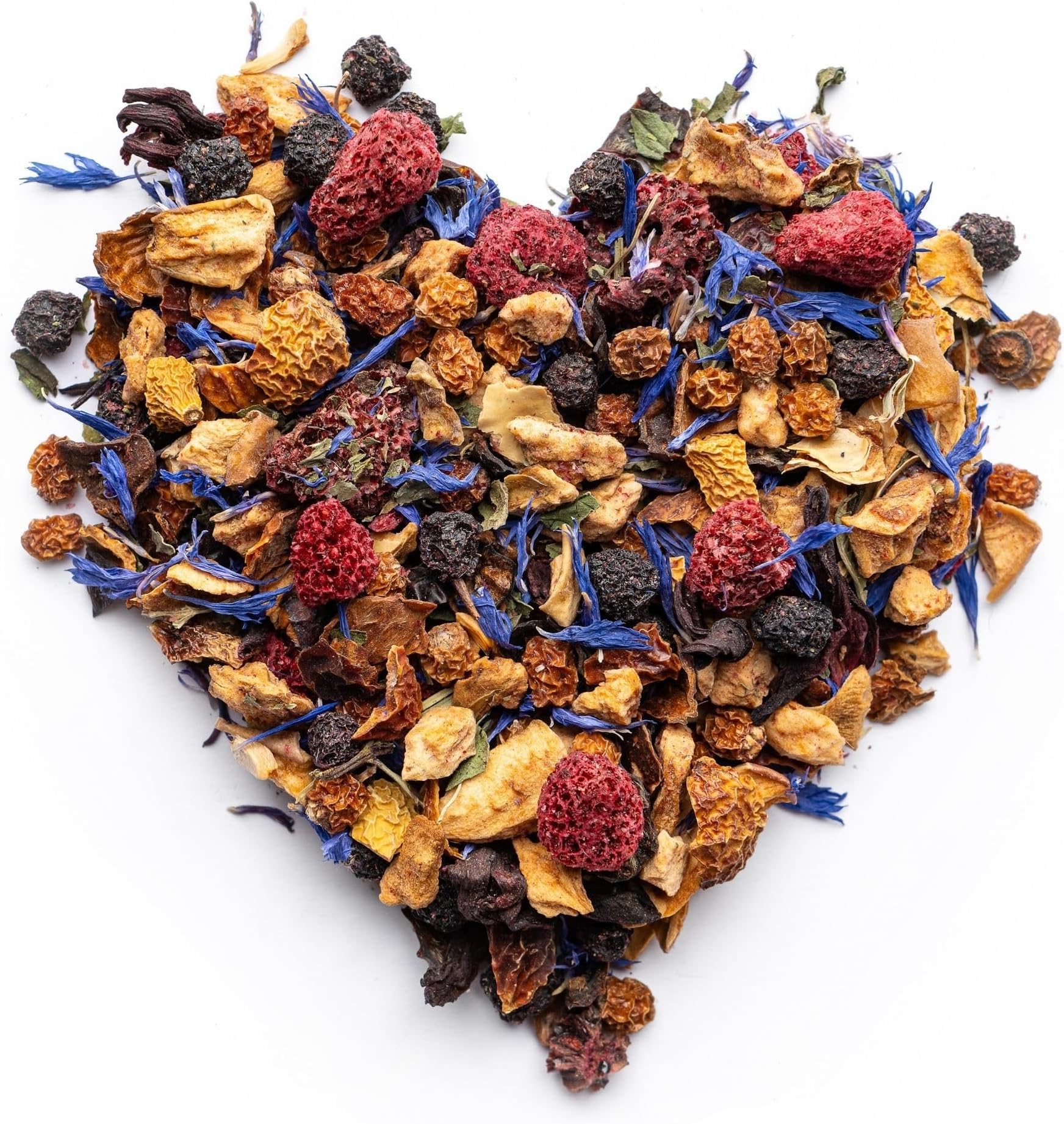 Loose Leaf Tea No Caffeine with Raspberry, Cornflower, Rosehip & Hibiscus (4oz.) – Fruit Tea Summer Herbal Infusion with Wild Berries