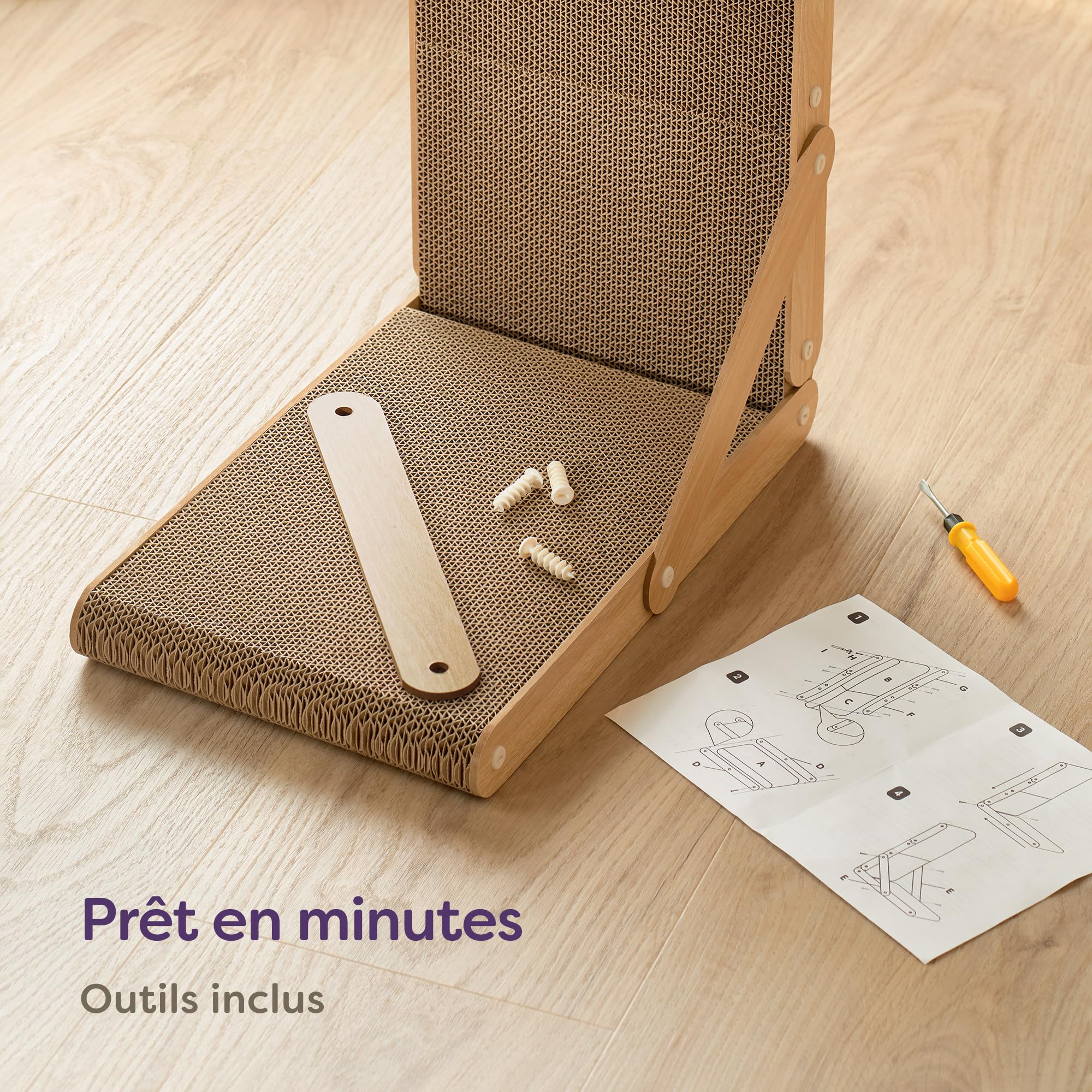 Knupis Griffoir pour Chat 68 cm – Carton à Grattoir Extra Robuste pour L'entretien des Griffes – Dure jusqu'à 2 Ans – Montage Facile - Protection pour canapé et Mur