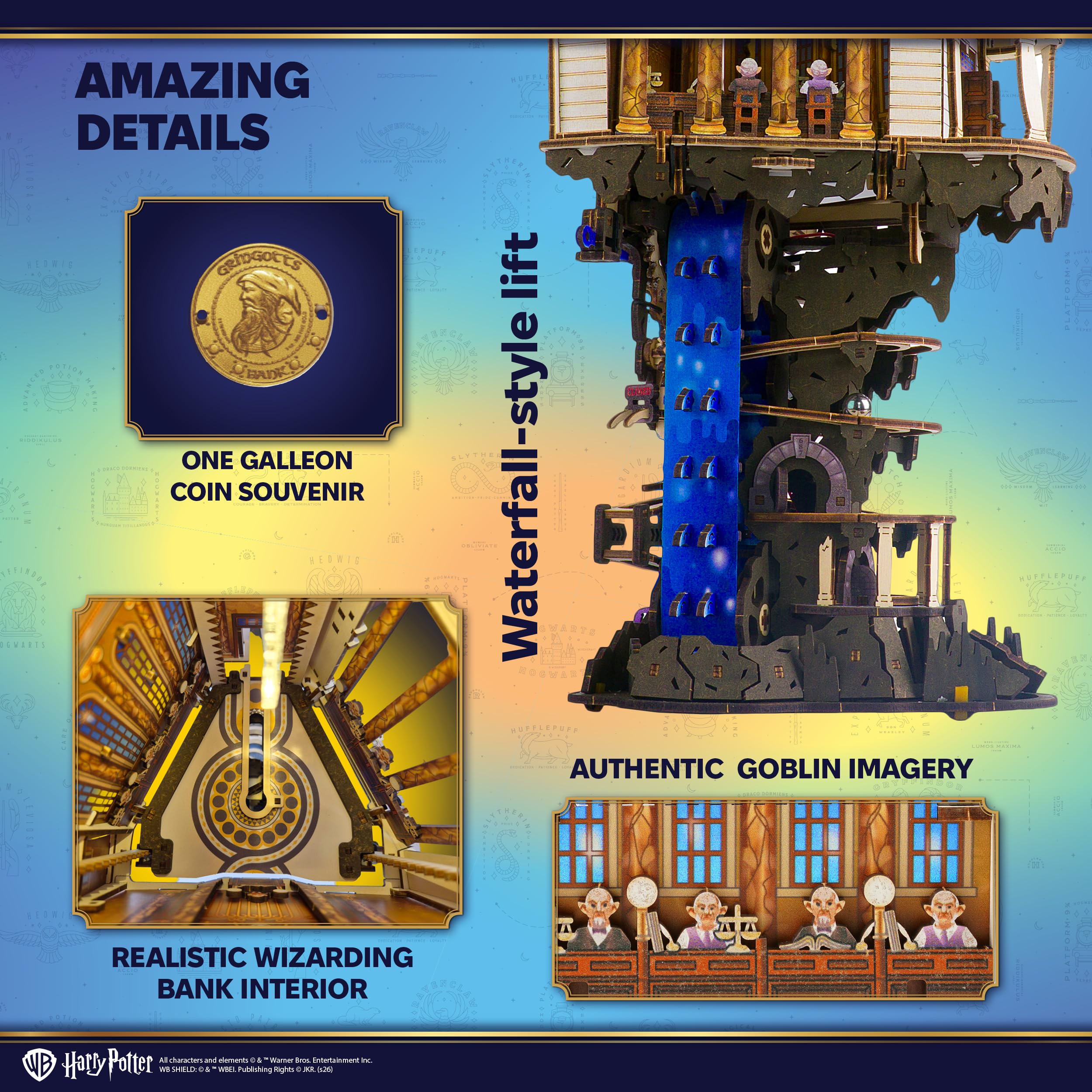 UGEARS Harry Potter Gringotts Bank Marble Run 3D Puzzle - Drewniane Puzzle 3D dla Dorosłych, Mechaniczny Zestaw Modelarski DIY, Kreatywny Zestaw Konstrukcyjny, Łamigłówka Drewniane Modele