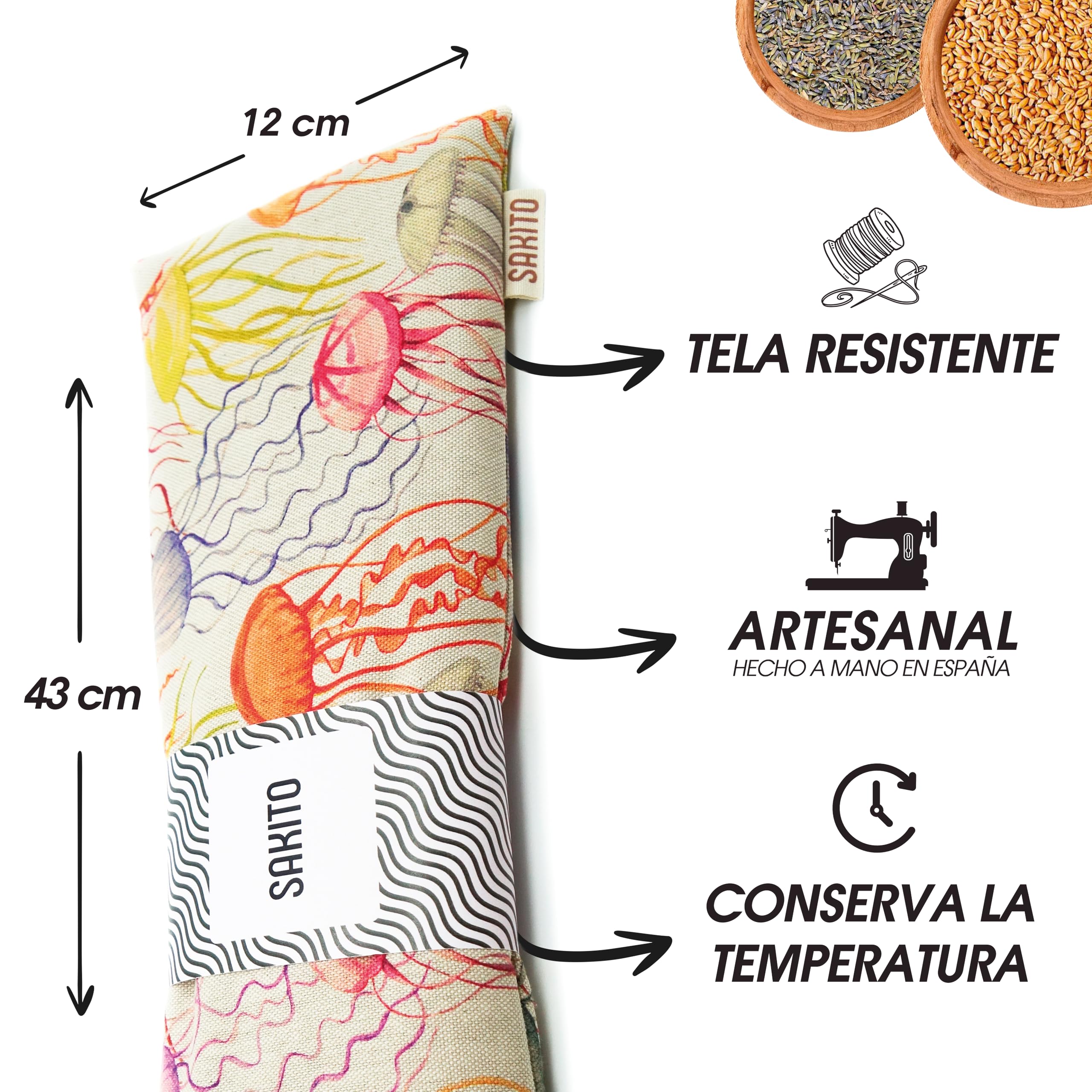 Saco Termico Microondas (43x12 cm) - Alivio Natural para Dolor Cervical, Lumbar y Menstrual, Uso en Calor o Frio - Gran Retencion de Calor - Tela de Primera Calidad - Aroma a Lavanda - Caja Incluida