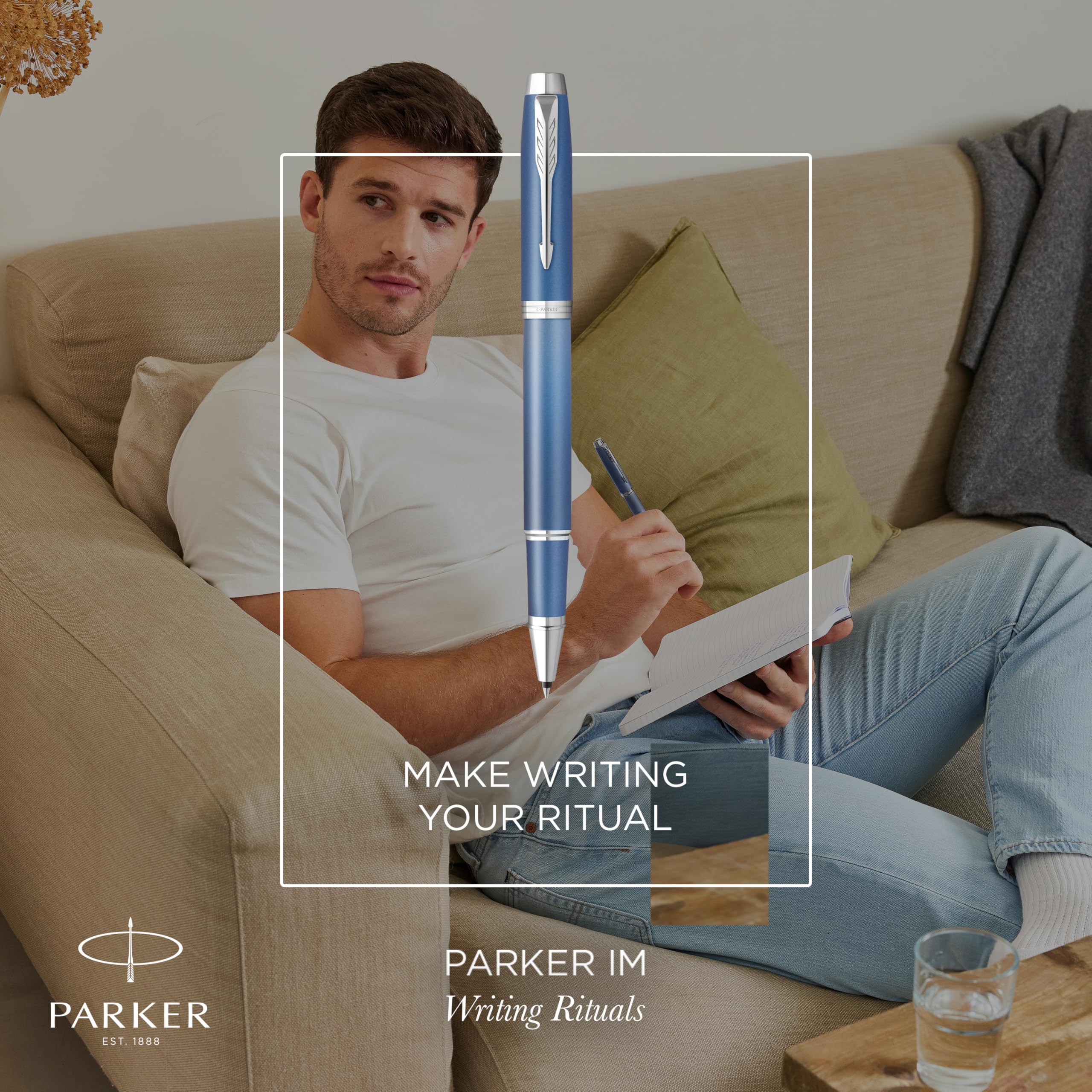 Parker IM Writing Rituals Rollerball Pen, Rituals Blue Chrome Trim - Image 2