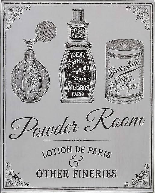 Premier Housewares 2800765 Powder Room Wall Plaque - Grey 1x20x25 cm