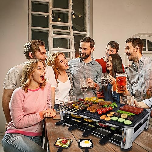 Miniatura 5 de TAMARIT Raclette - Parrilla de mesa de quesos portátil eléctrica para interiores, parrilla coreana para barbacoa, 1400 W, Raclette Parrilla de