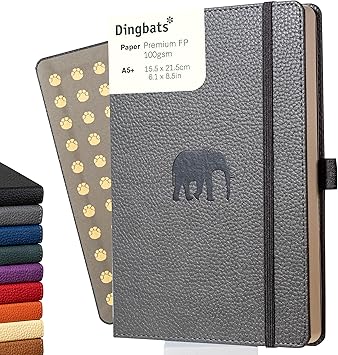 Dingbats* Wildlife Lined Writing Journal Notebook A5 - Vegan Leather Hardcover - Ideal for Work, Travel - Pocket, Elastic Closure, Bookmark