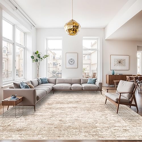 Miniatura 84 de RUUGME - Alfombra lavable abstracta de 4 x 6: alfombras de área para sala de estar con respaldo antideslizante, alfombra neutra resistente a