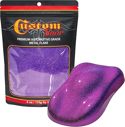Vista 54 de Custom Shop Escamas de metal para pintura automotriz, rojo fuego, escamas de metal micro de 4oz .004" para pintura de automóvil, aditivo de pinturas