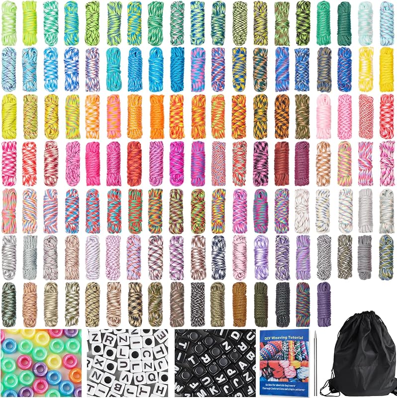130 Colors Paracord 550-10 Feet Paracord Bracelets Kit with Complete Accessories, Multifunction Paracord Rope for Making Bracelets, Lanyards, Dog Collar