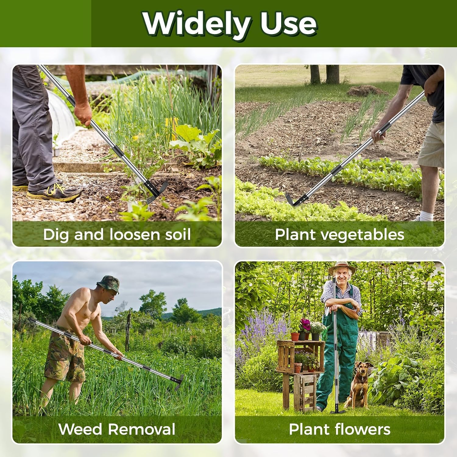 Weed Puller Tool with Extendable 54" Handle – Heavy Duty 2-in-1 Dual-Head Manual Weeder & Garden Hoe for Lawn, Flower Beds, Patio & Vegetable Gardens