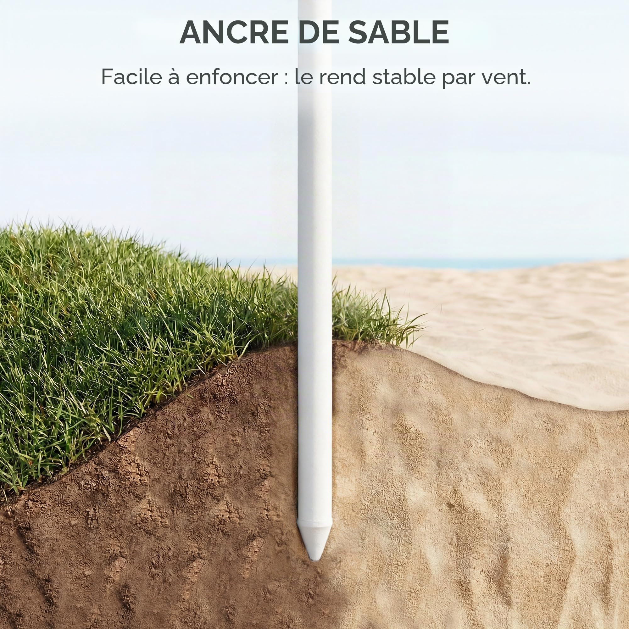 Outsunny 1.8 m Parapluie de plage avec ancre de sable, portable vert