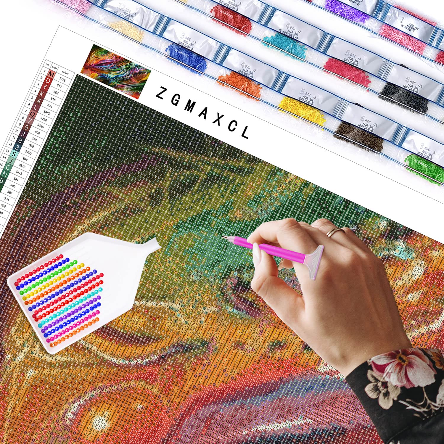 ZGmaxCL DIY Fai da Te 5D Diamond Painting Kit Pittura Astratta Quadri Soggiorno Moderni 80x40cm