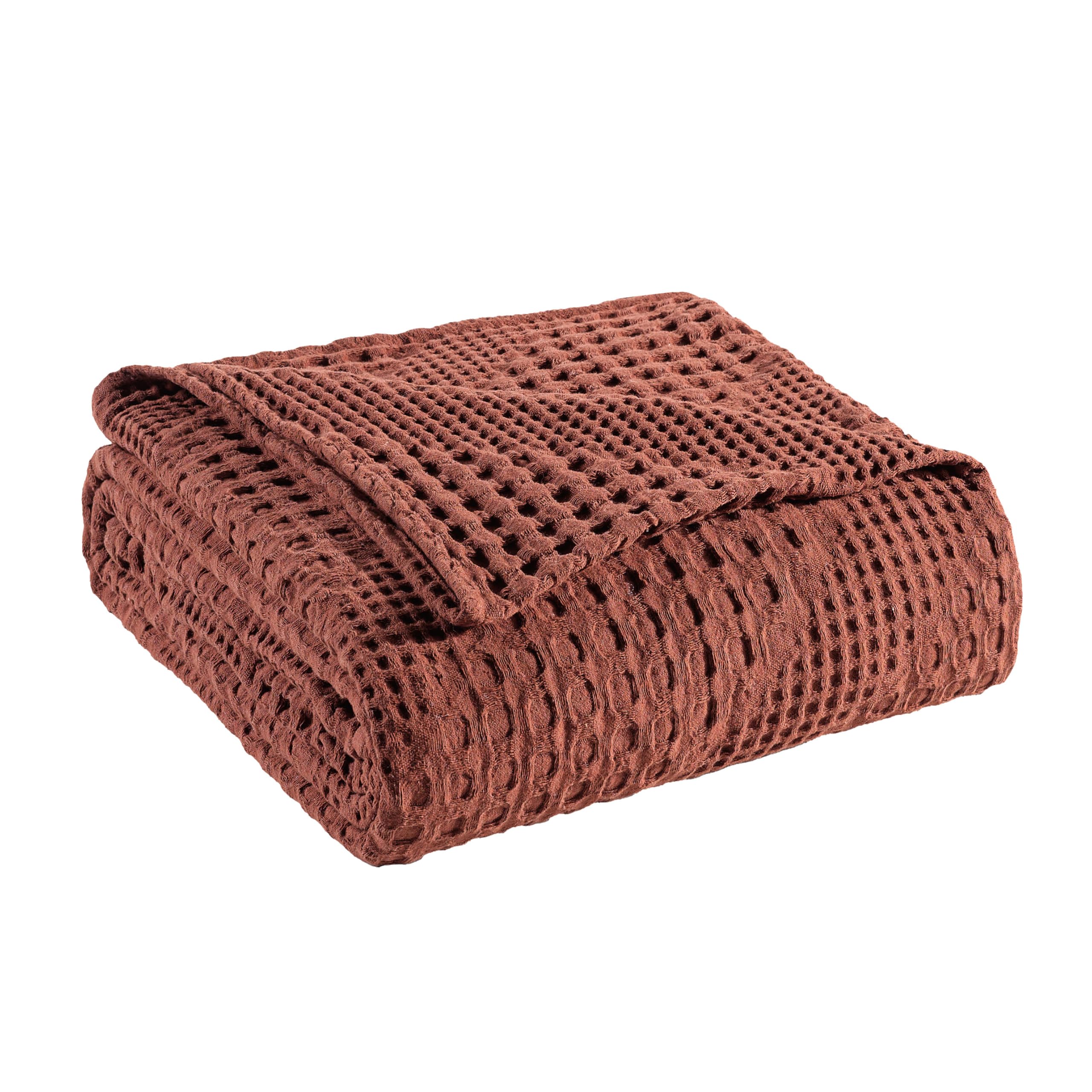 Milam London Bed Throw King Size Bedspread | 100% Cotton Soft Throw Blanket For Bed | Sofa Throws Large 3 Seater | Joanna Collection | 220 x 250 cm - Terracotta