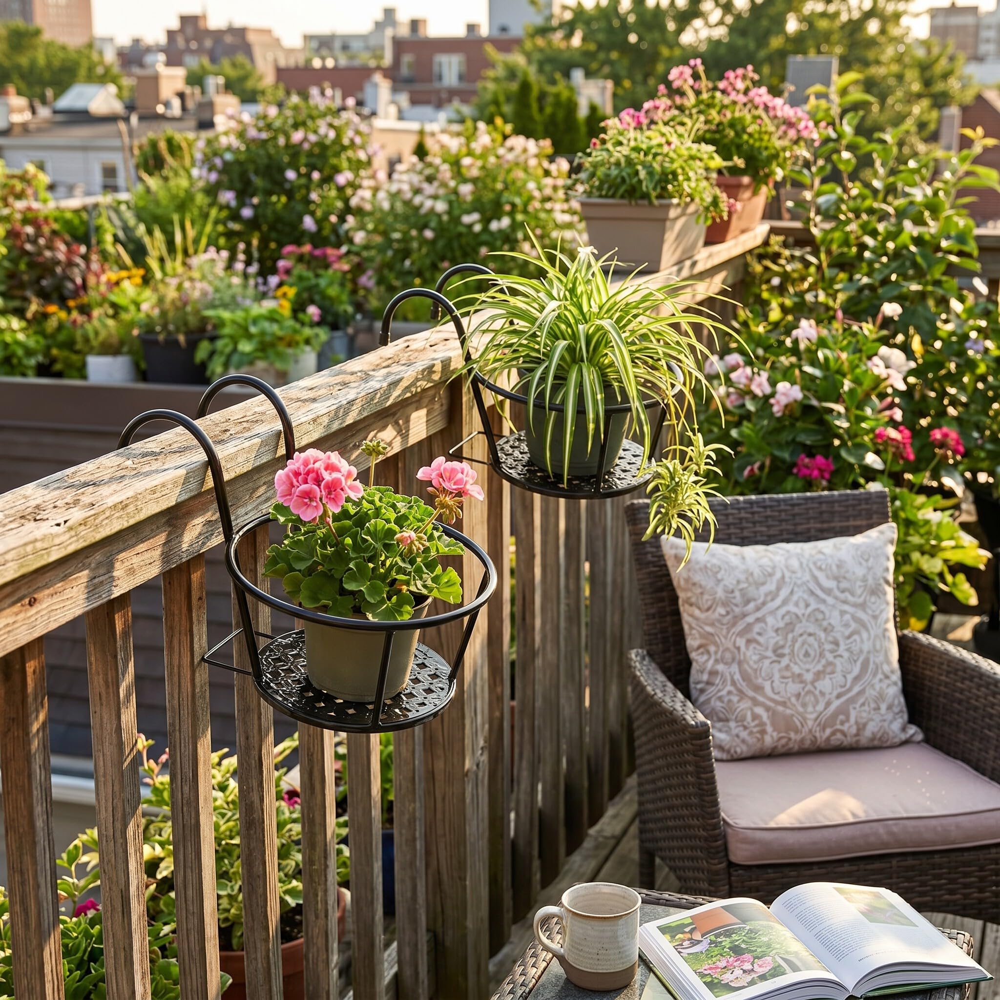 Panier de Jardinières Suspendu 2 Pièces, Cintre de Fleurs D'intérieur Extérieur, Support Mural de Pot, Support de Pot de Fleur en Fer, Cintre Polyvalent, pour Patio/Balcon/Porche