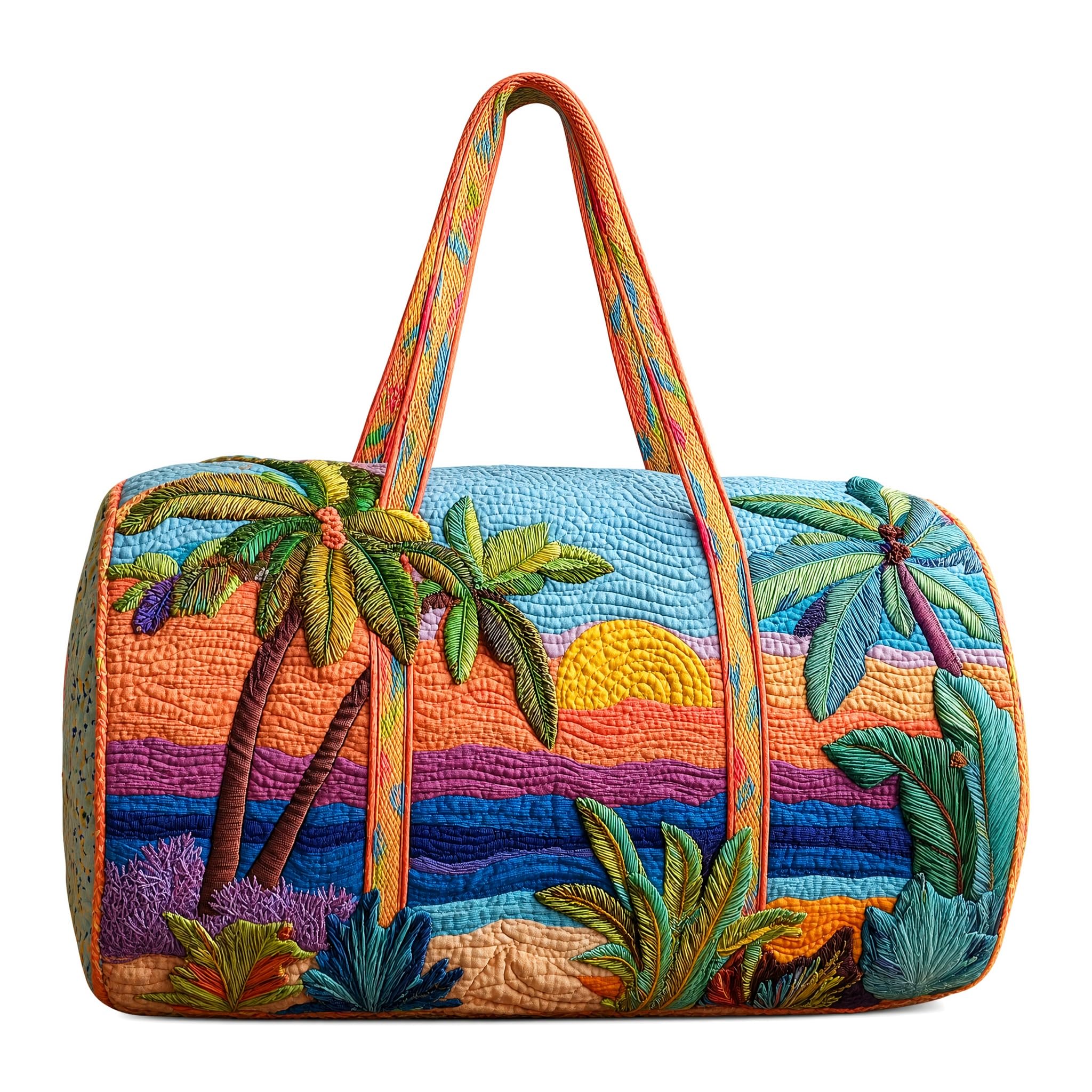 Ocean Quilted Duffle Bag for Women，Travel Beach Portable Weekender Tote Bag (S2,L(18″Lx9″Wx9″H)) — image 1