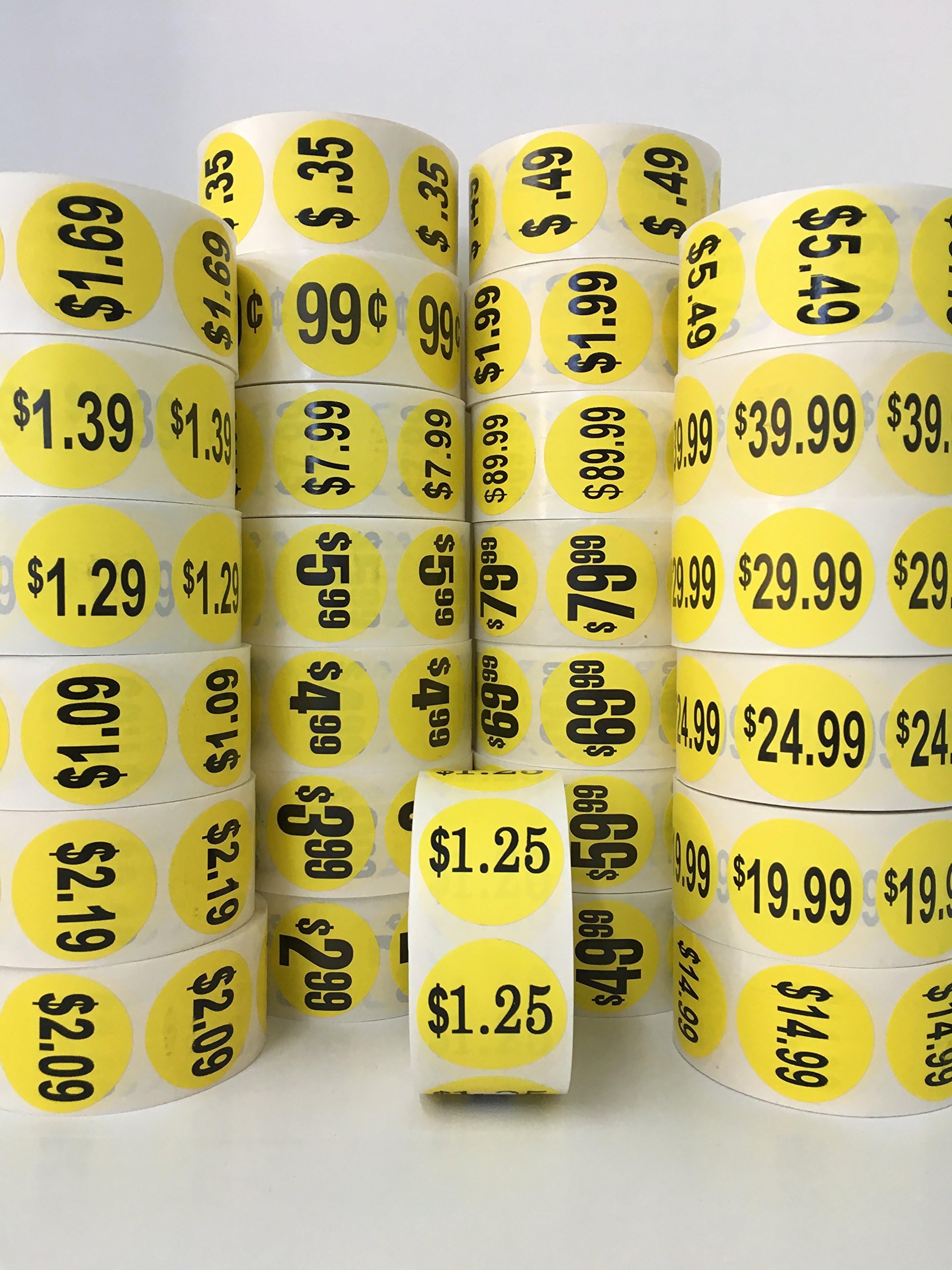 1000 Labels 1.5" Round Yellow $9.99 Pricing Price Point Retail Stickers 1 Roll