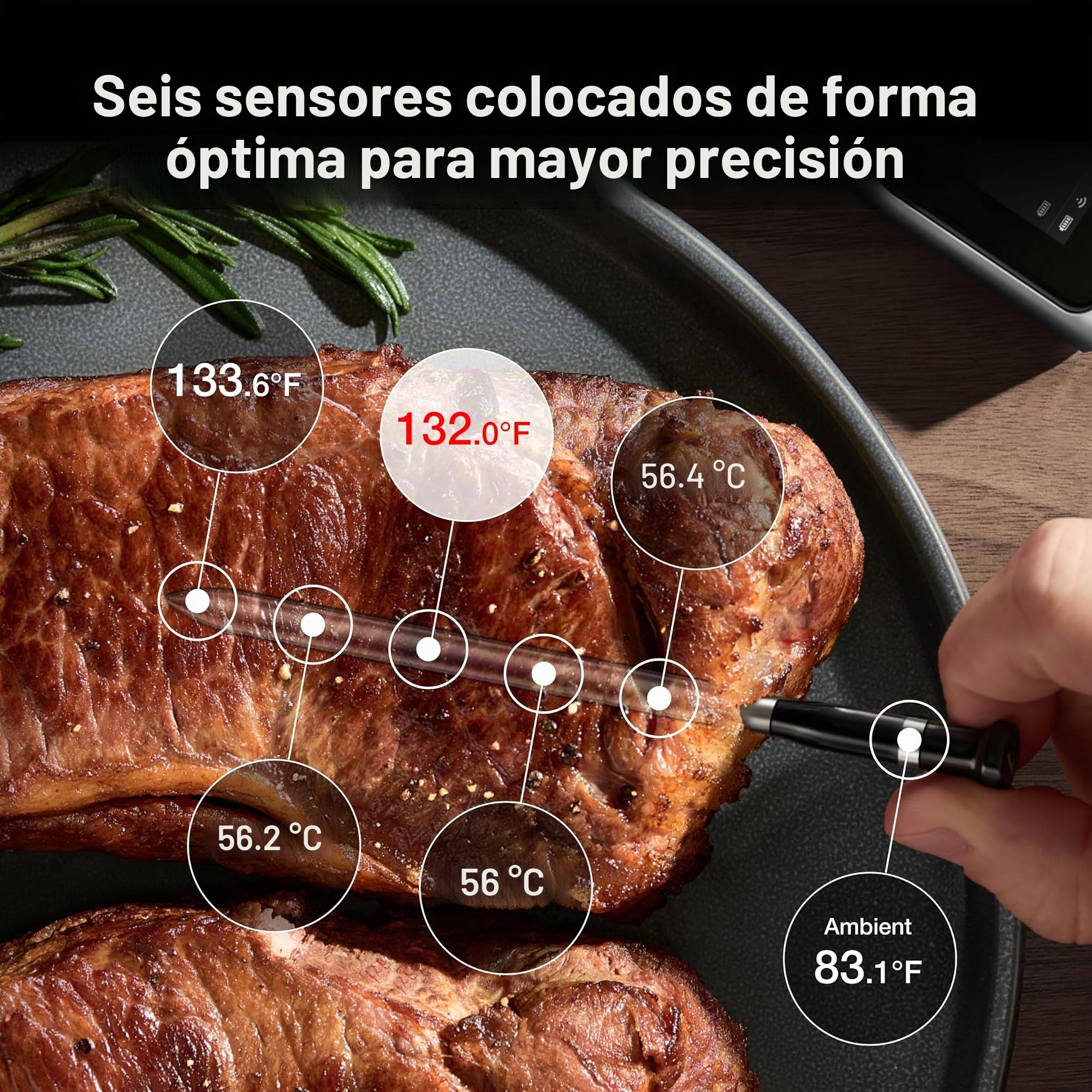 Typhur - Termómetro de carne inteligente inalámbrico (2 sondas, 122 sensores, 122 m, Bluetooth 5.4, alta estabilidad, vigilancia WiFi ilimitada, IP67, impermeable, termómetro de cocina para parrilla,