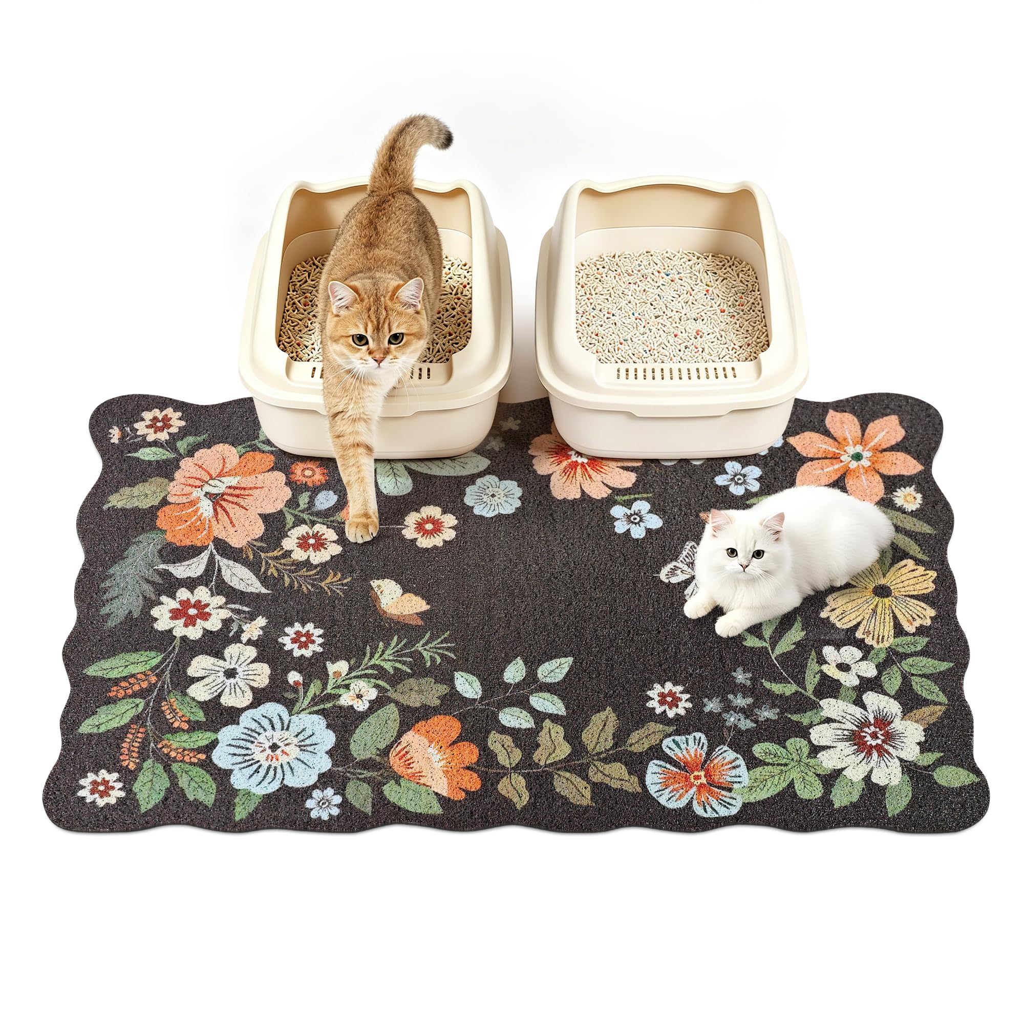 YOSEPATI Cat Litter Mat, 89x58cm Small Cute Litter Box Mat, Captures 100%