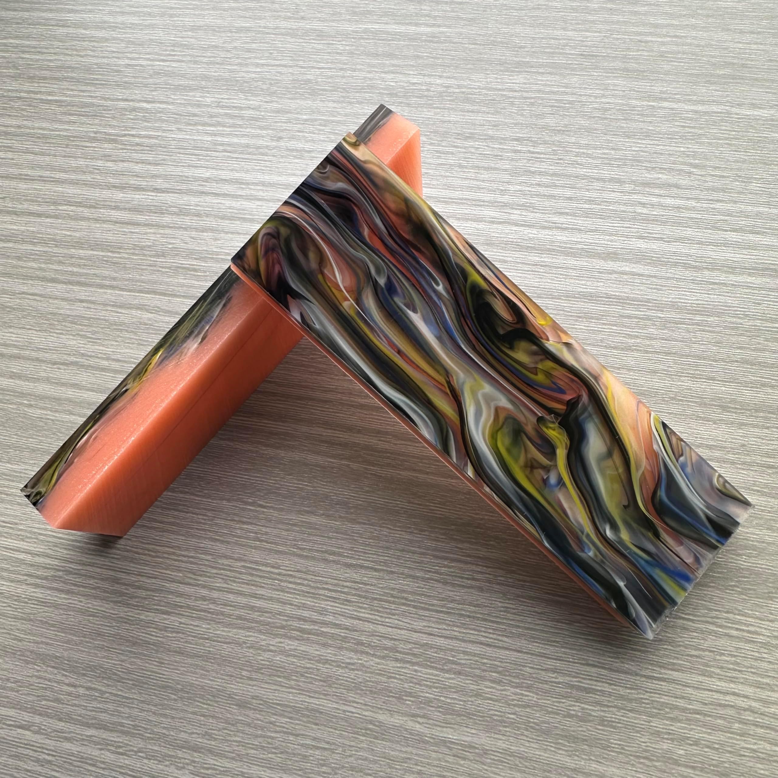 Blank Scales Handle for Knife Pre-Cut Acrylic Resin Sheets for Engraved Decorative Guitar Bodies, Necks, Gun Grips and Knife Handle Scales Blanks - Aurora/Peach Pink