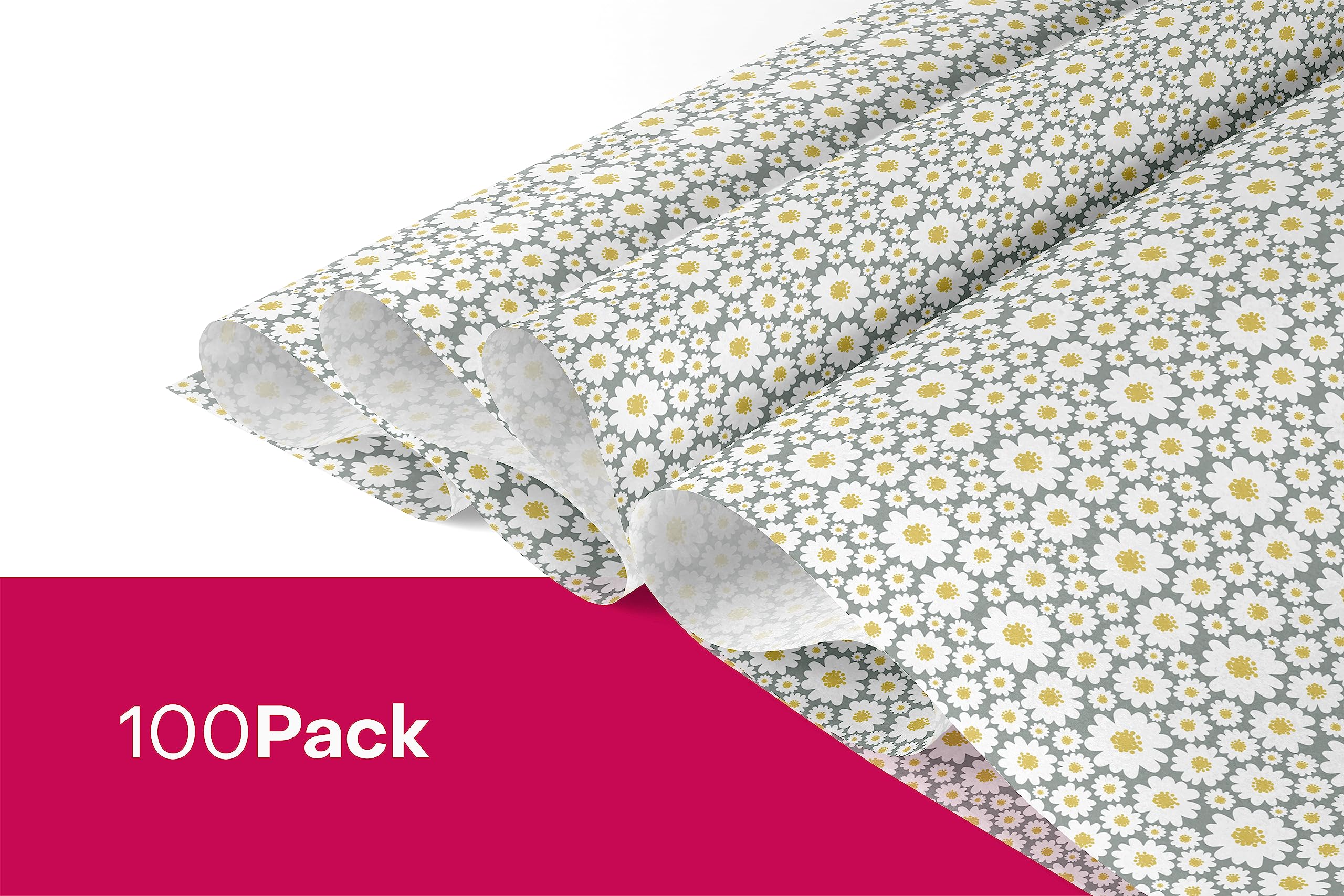 Package Mint Seidenpapier mit Blumenmuster für Geschenkverpackungen, 50,8 x 76,2 cm, bunt, dekorativ, Gänseblümchen-Druck, Seidenpapier für Geschenktüten, Verpackungen und kleine Unternehmen
