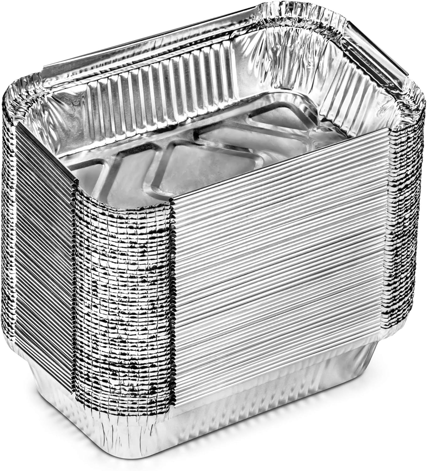 DecorRack 50 Aluminum Pans with Lid, 7 x 4.5 Inch Small Loaf Bread Pans Meal Prep