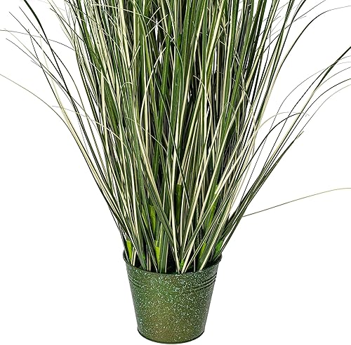 Miniatura 4 de Vickerman Everyday - Hierba verde artificial abigarrada de 72 pulgadas con maceta de hierro, decoración de plantas de césped sintético, acento de