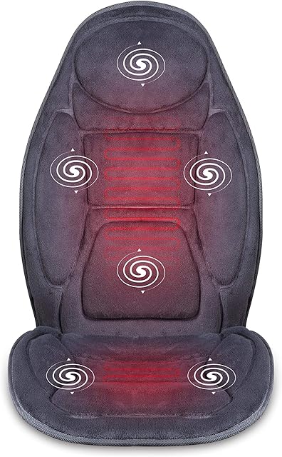 Snailax Vibration Massage Chair with Heat - 6 Vibrating Massage Motors, 3 Heat Levels, Back Massager, Massage Seat Cushion, Massage Chair Pad for Home Office use