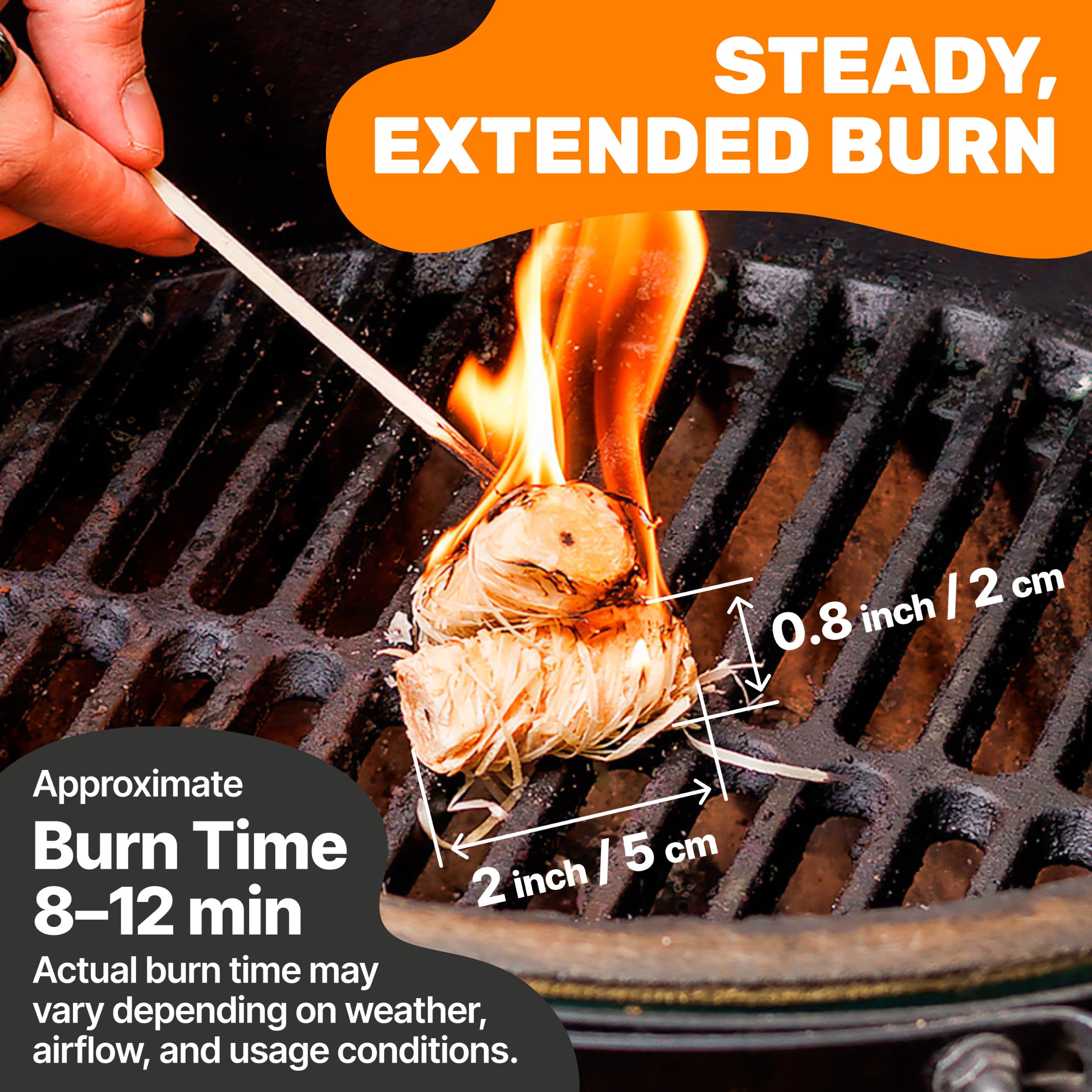 Accendifuoco per interni ed esterni, naturale, ecologico, per griglie, affumicatori, stufe, stufe a legna, impermeabile, 150 pezzi