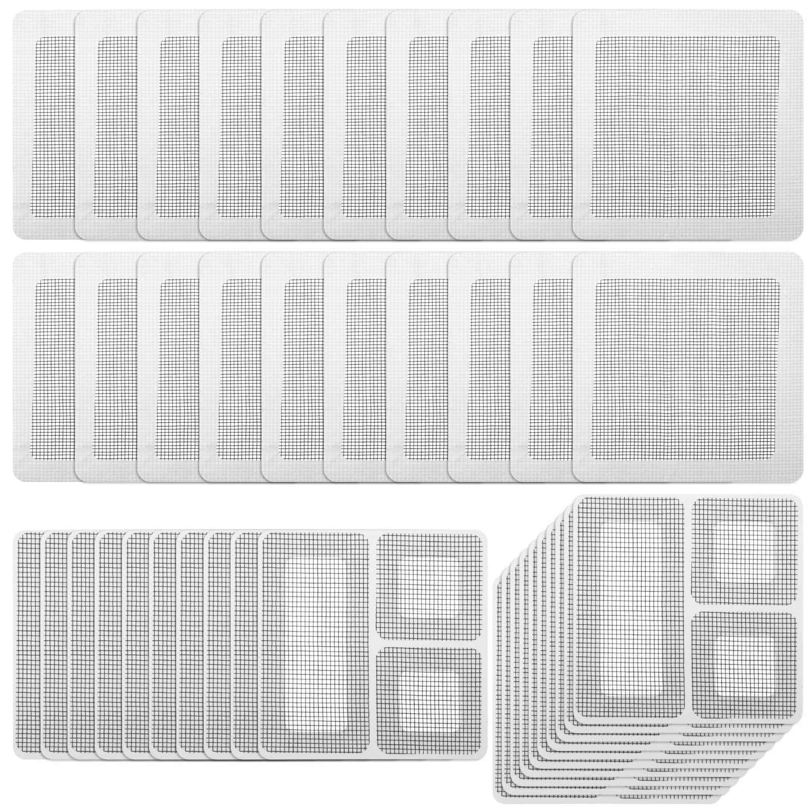 SATINIOR 40 Sheet Window Screen Repair Patches Kit, Window and Door Screen Repair Patch Self Adhesive Screen Repair Tape for Screen Door, Window Tent, 4 x 4 inch, 4 x 2 inch, 2 x 2 inch
