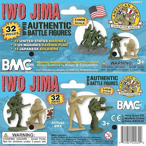 Miniatura 9 de BMC WW2 Iwo Jima Plastic Army Men - 32 figuras de soldado estadounidense y japonés