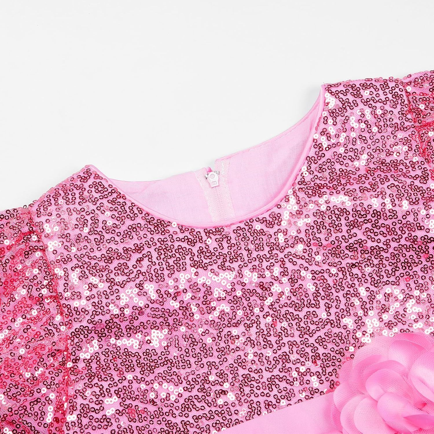 Uhnice Flower Girl Sequin Dress Puff Sleeve Rainbow Dress for Wedding Party - Image 4