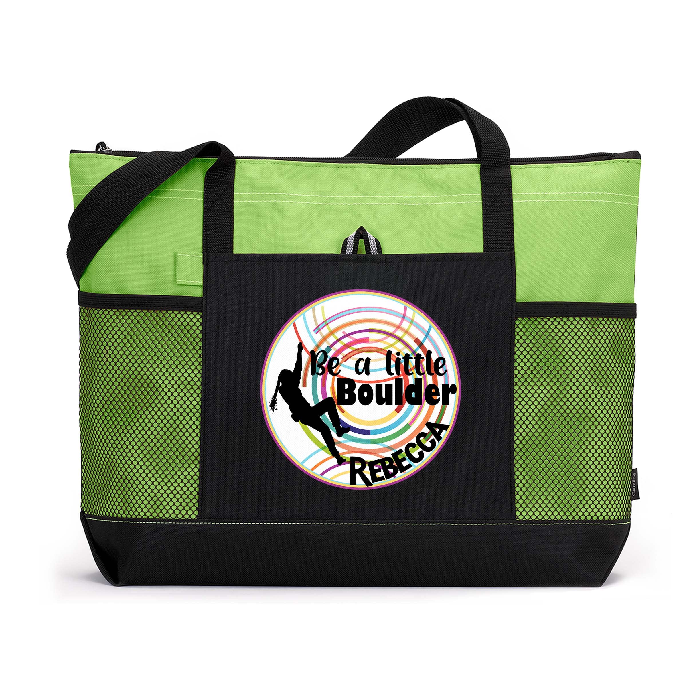Be a Little Boulder - Rock Climbing - Personalized Printed Tote Bag with Mesh Pockets
