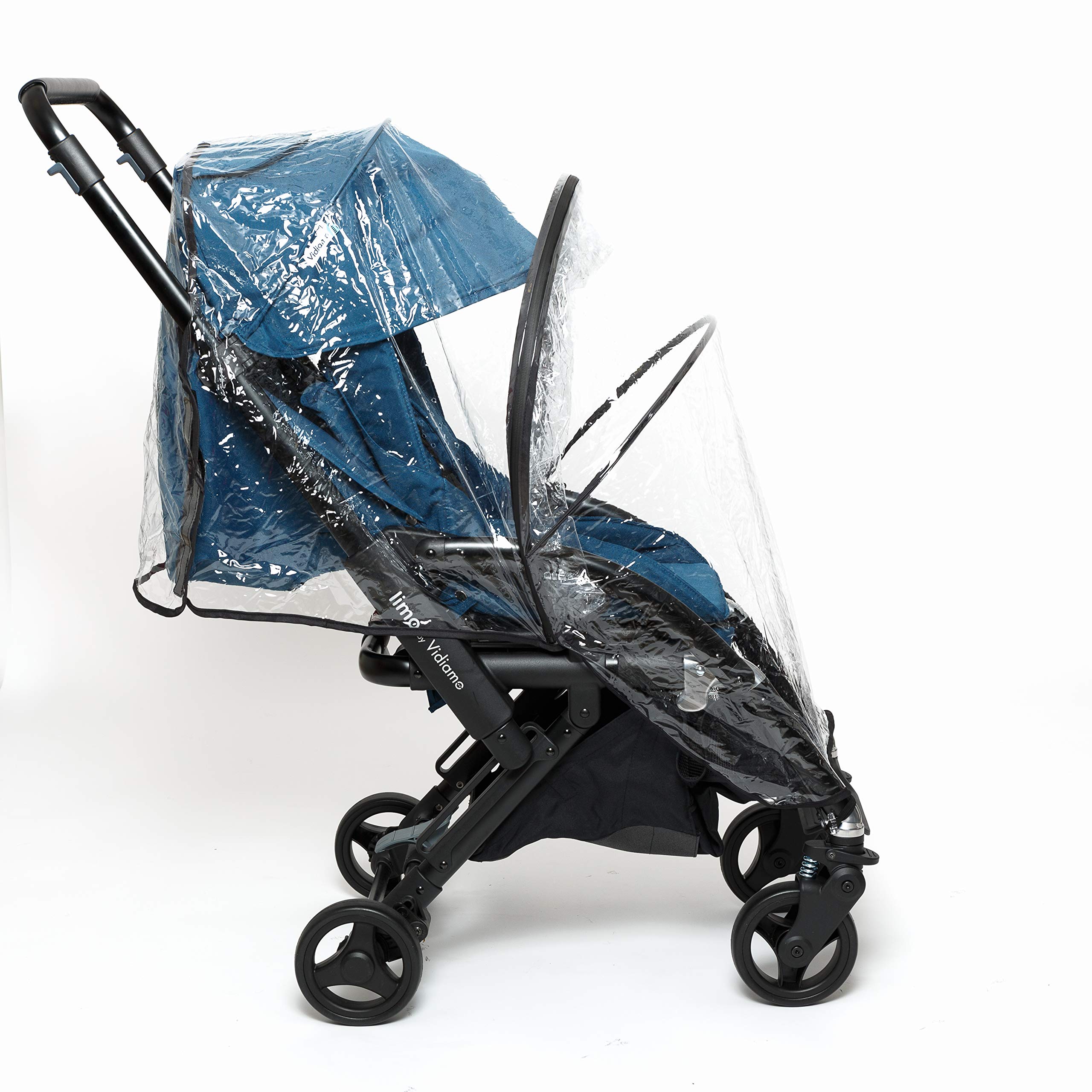 Habillage de Pluie pour Poussette Limo - Arceaux Rigides - Extensible grâce à une Fermeture Éclair pour une Utilisation Simple ou Double - Plastique Transparent + Coutures Noires