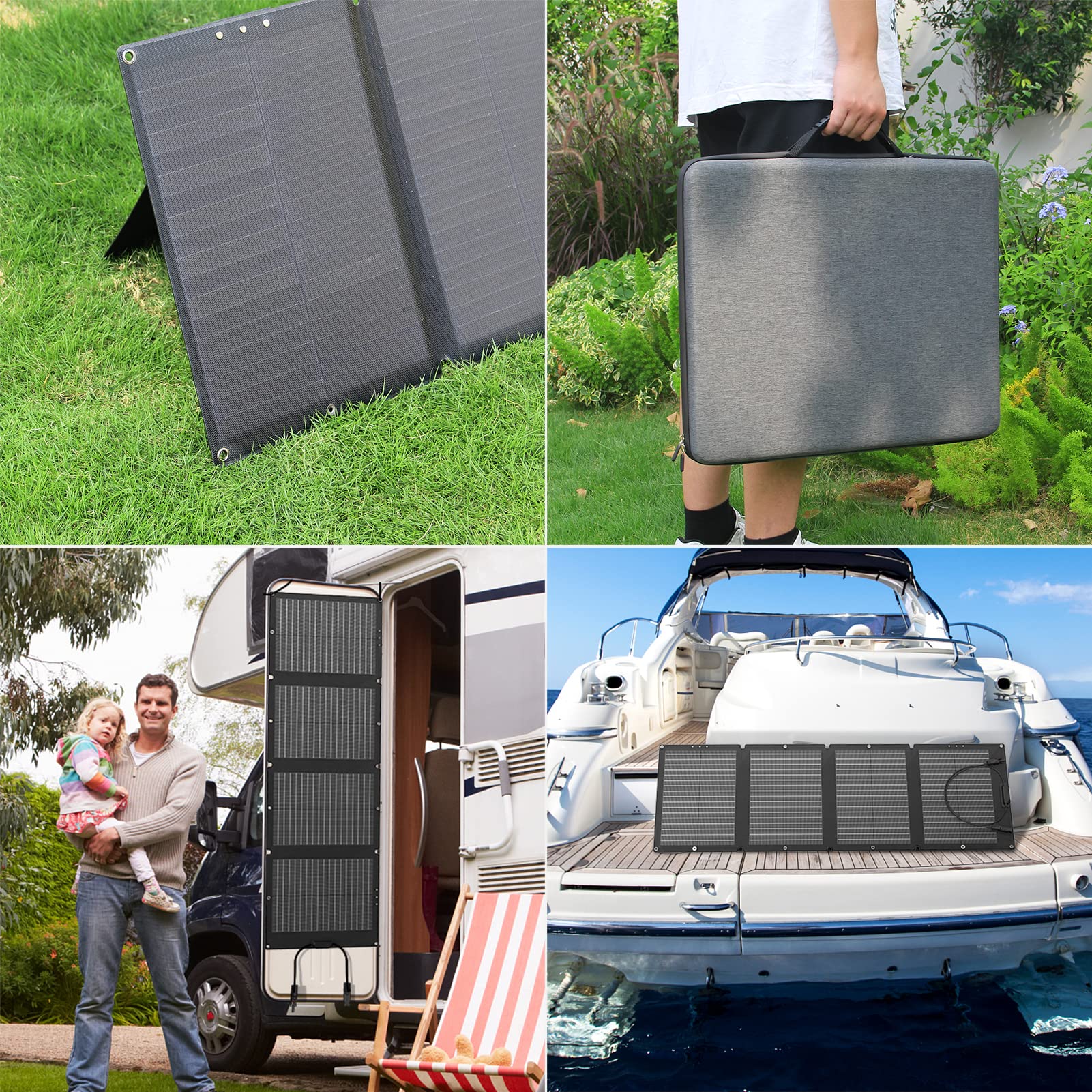 SinKeu 120W faltbares Solarpanel, Tragbare Solarladegerät mit Tragetasche, Wasserdicht mit 19,8V 6A MC4/Anderson/XT60/DC-Ausgängen, Ideal für Powerstations, Generatoren, Camping, Wohnmobile