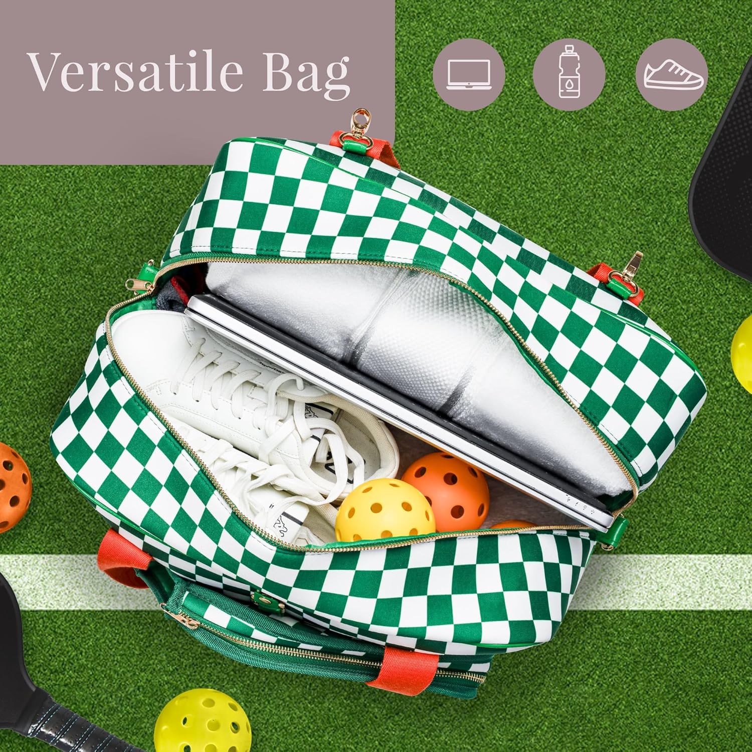 Pickleball Bag for Women & Men 3-in-1 Neoprene Pickleball Bag Pickelball gift for Women with Paddle Cover, Pockets & Fence Hooks, Water-Resistant Neoprene Crossbody Bag Tote bags for Women - Image 7