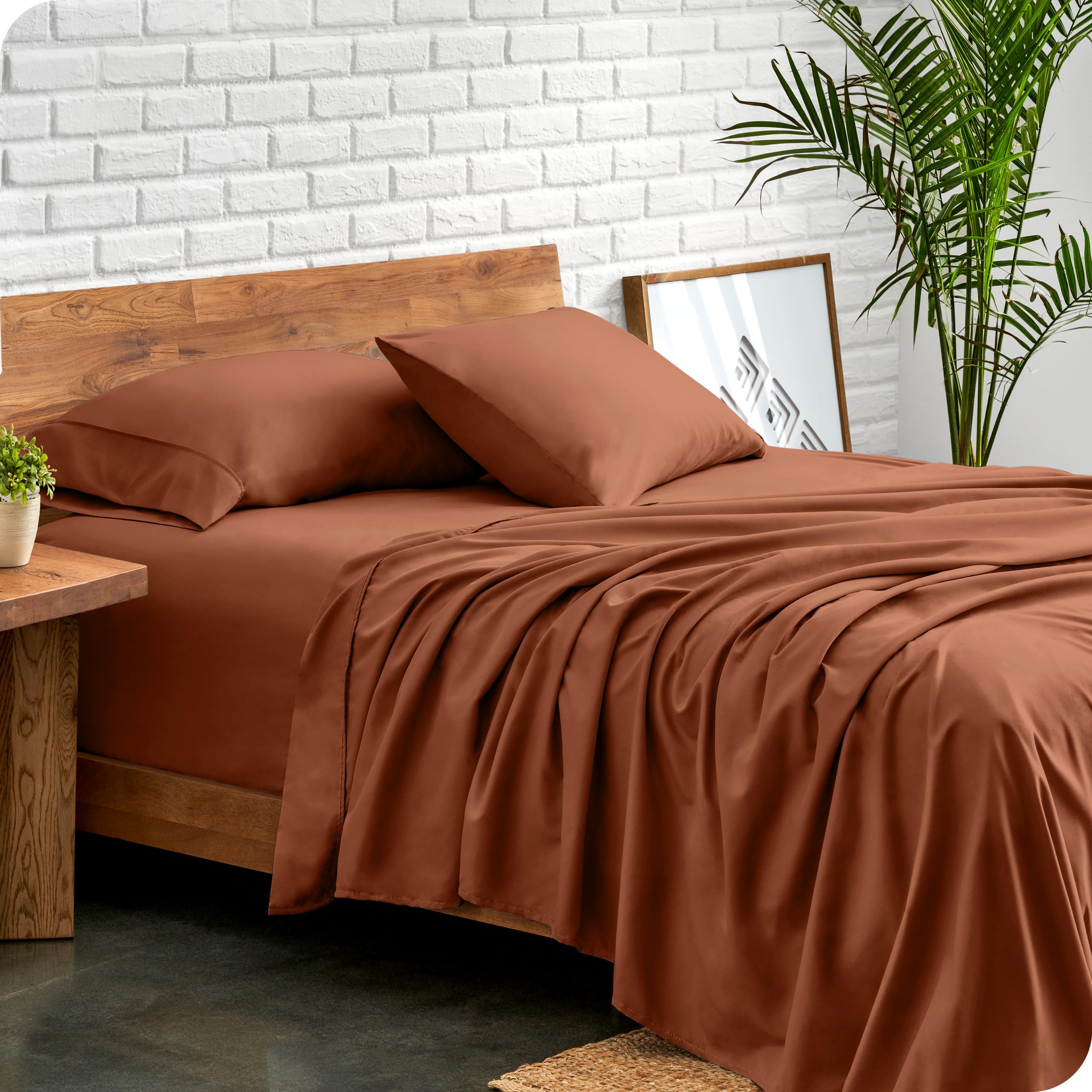 Bare Home Twin Sheet Set - 1800 Ultra-Soft Microfiber Twin Bed Sheets - Double Brushed - Deep Pockets - Easy Fit - Extra Soft - 3 Piece Set - Bedding Sheets & Pillowcases (Twin, Terracotta)
