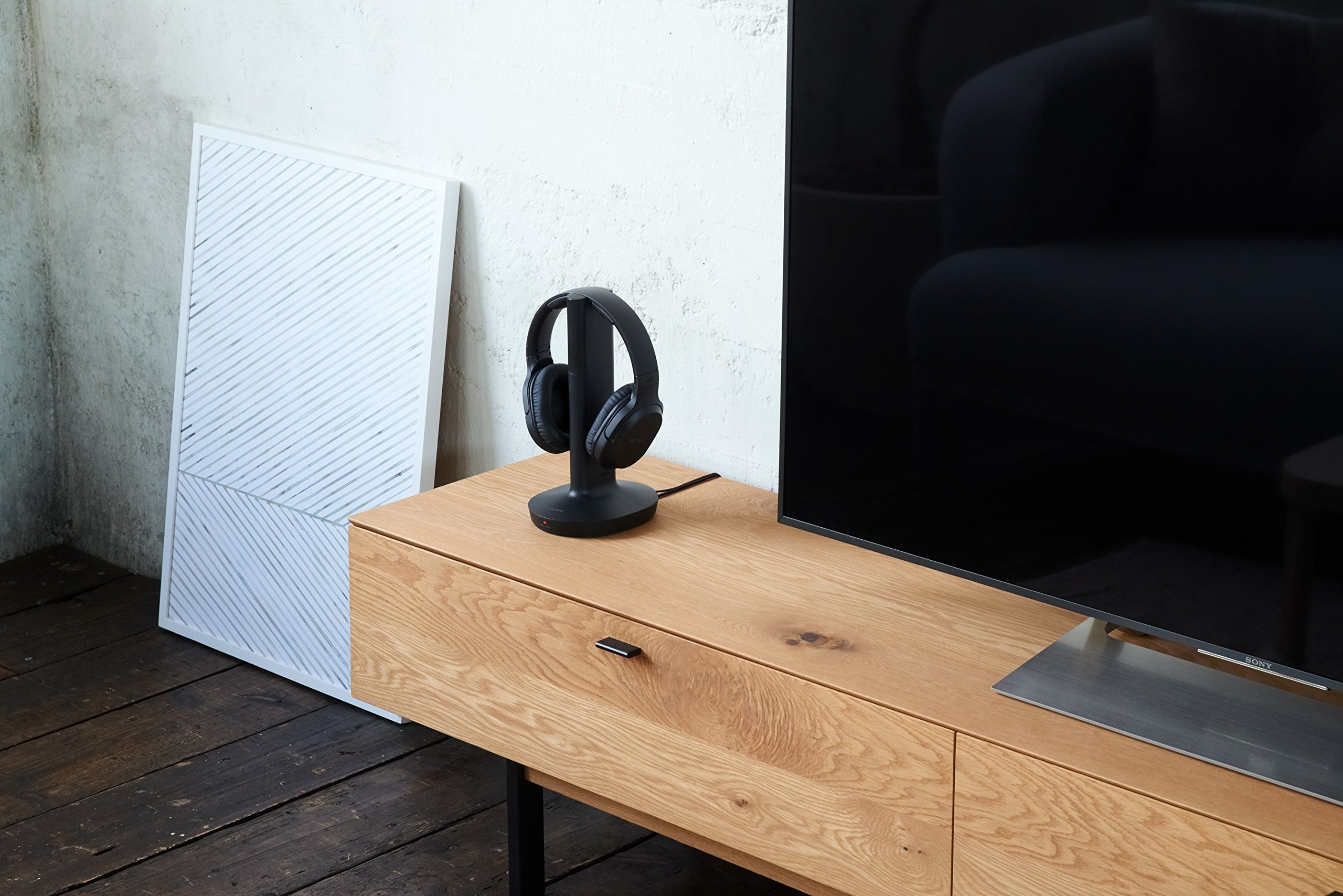 Sony MDR-RF895RK - Cuffie TV wireless over-ear con riduzione del rumore, Base di ricarica, Portata 100 metri, Batteria fino a 20 ore, Nero