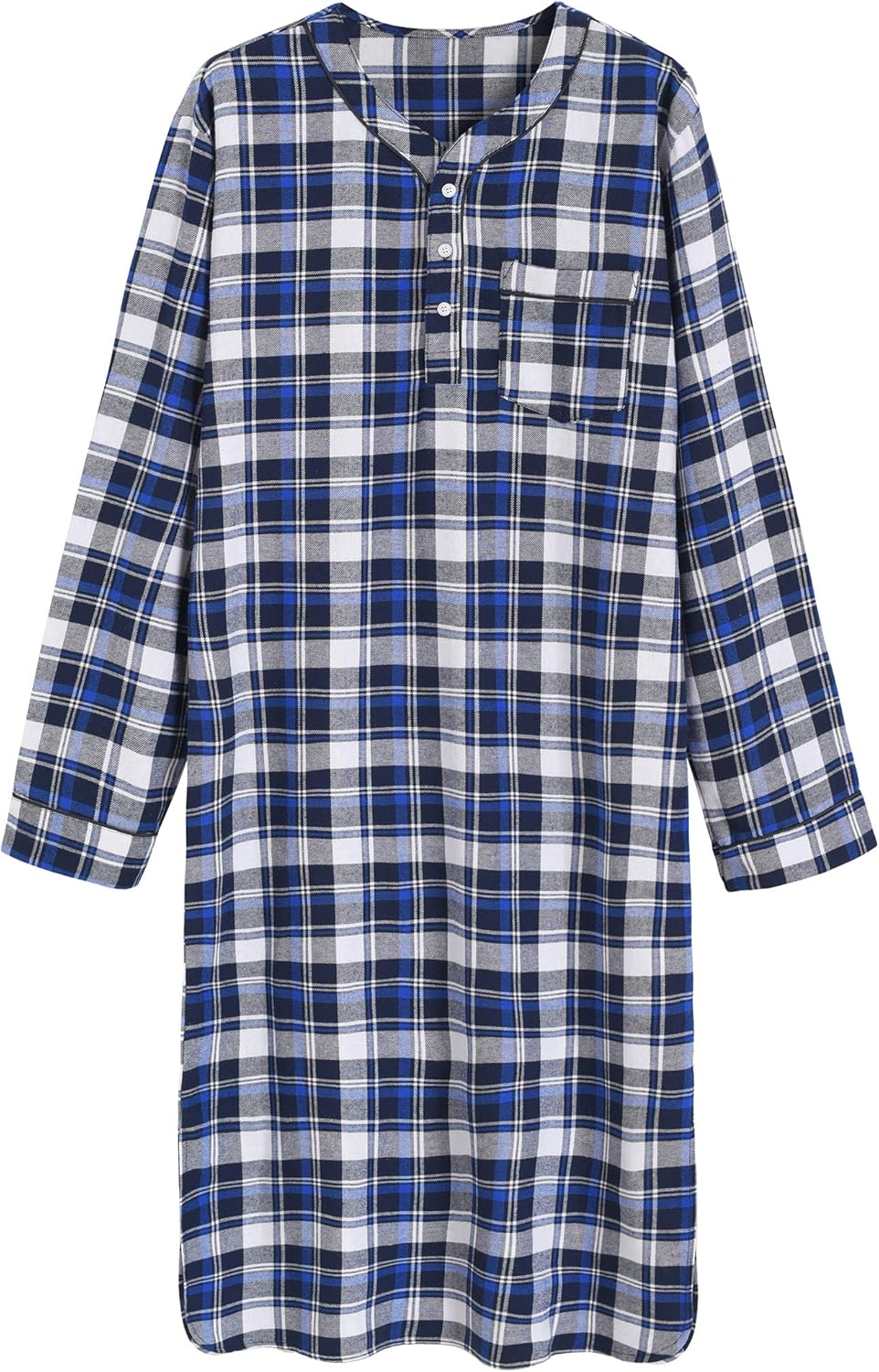 Latuza Men's Cotton Flannel Nightshirt Sleep Shirt - Image 2