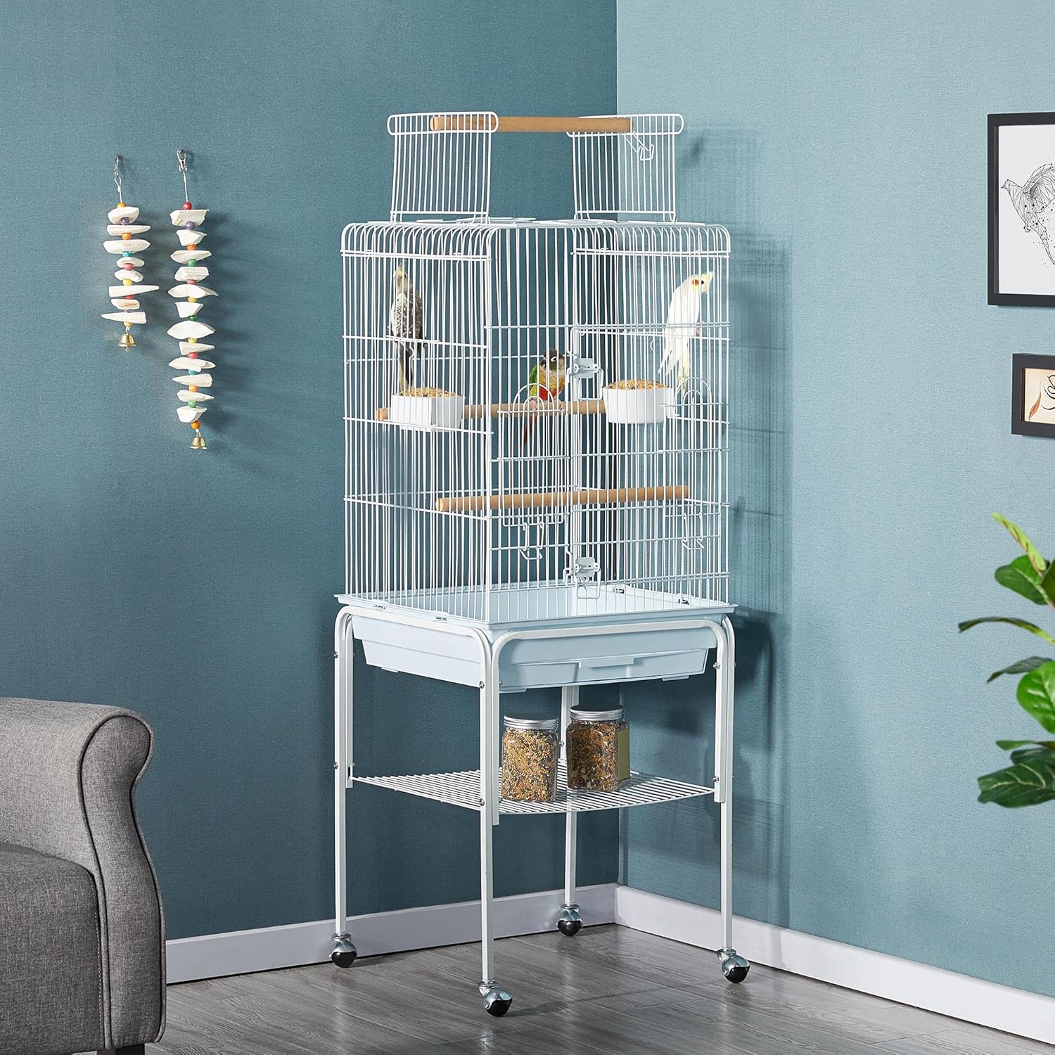 Buy Topeakmart Rolling Bird Cage for Cockatiels Parrots Small Birds