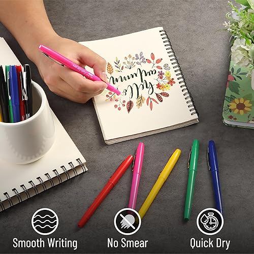 Miniatura 4 de Mr. Pen - Bolígrafos de punta de fieltro, paquete de 12, 6 colores, bolígrafos de punta de fieltro coloridos, de secado rápido, sin manchas,