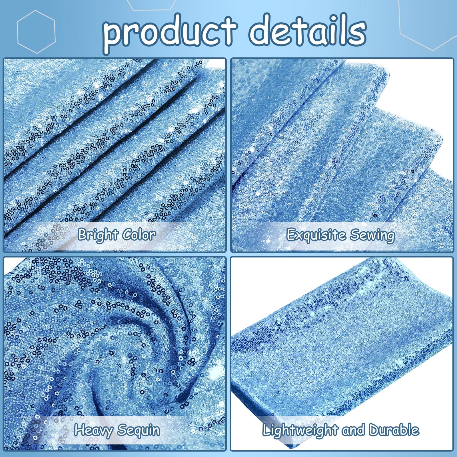 24 runner da tavola con paillettes, decorazioni per la tavola per feste, rettangolari, per compleanni, matrimoni, fidanzamenti, feste, 30,5 x 274 cm (blu)