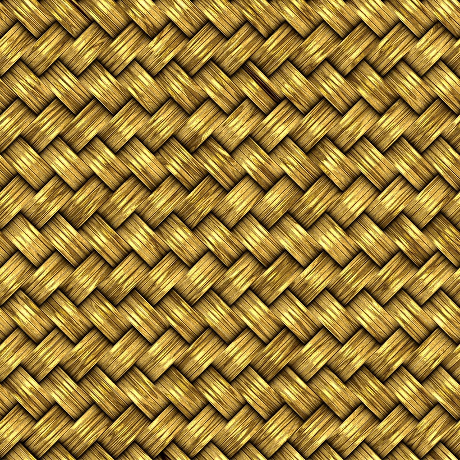 FunStick 17.5"x354" Luxury Gold Wallpaper Peel and Stick Wallpaper Modern Basket Weave Pattern Removable Wall Paper for Bathroom Bedroom Kitchen Renter Friendly Gold Rattan Contact Paper for Walls 17.5 x 354 Inches Yellow Braided Pattern