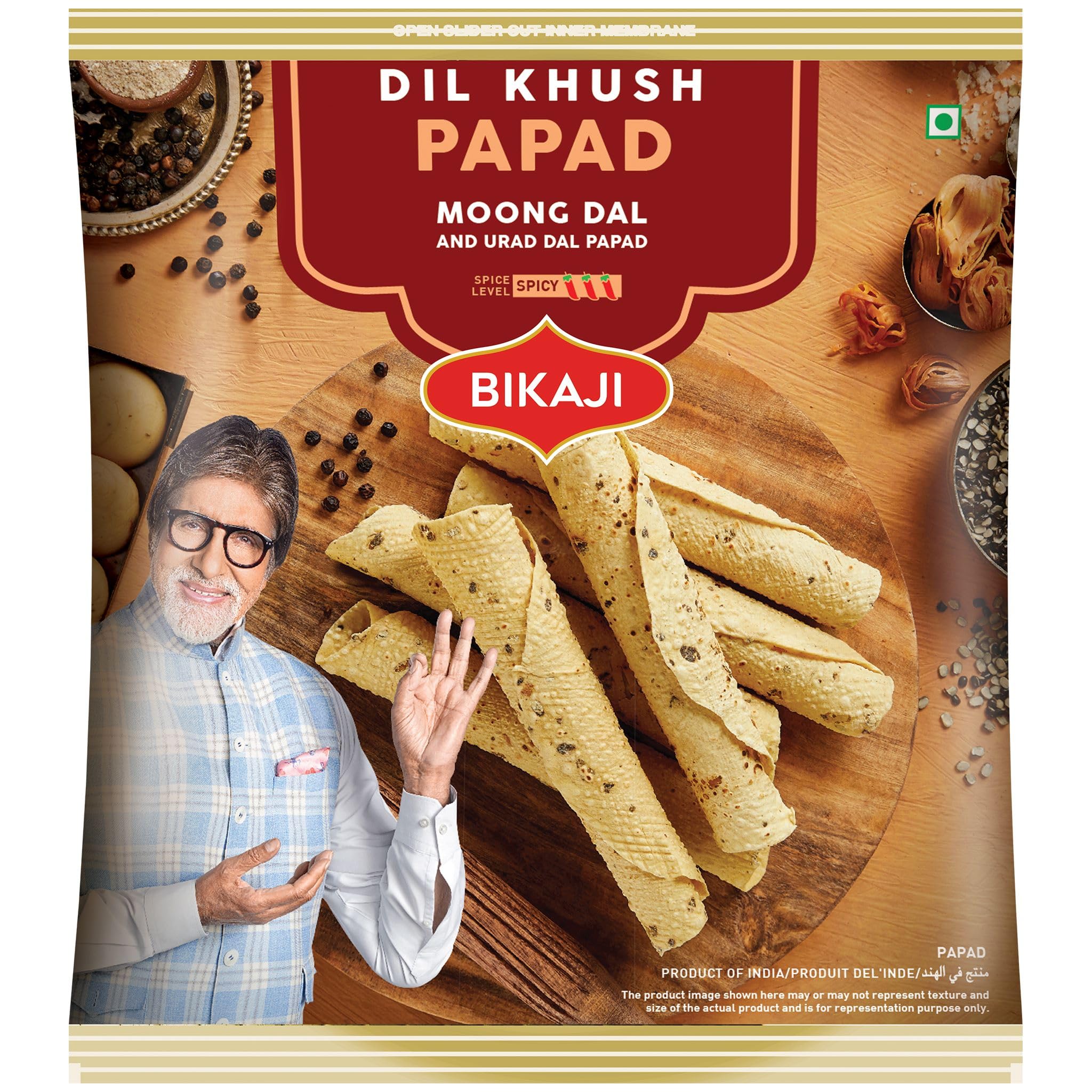 Bikaji Dil Khush Papad - Quality Papads | 400g Pack| Appadam | Pappadam | Prepared under Strict Hygiene Conditions | Delicious & Digestive | Perfect Meal Companion | Balanced Spices
