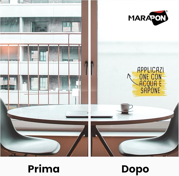 MARAPON® Pellicola autoadesiva per finestre, opaca, 75 x 200 cm, con eBook con suggerimenti professionali (lingua italiana non garantita), senza colla, pellicola statica per bagno - 4